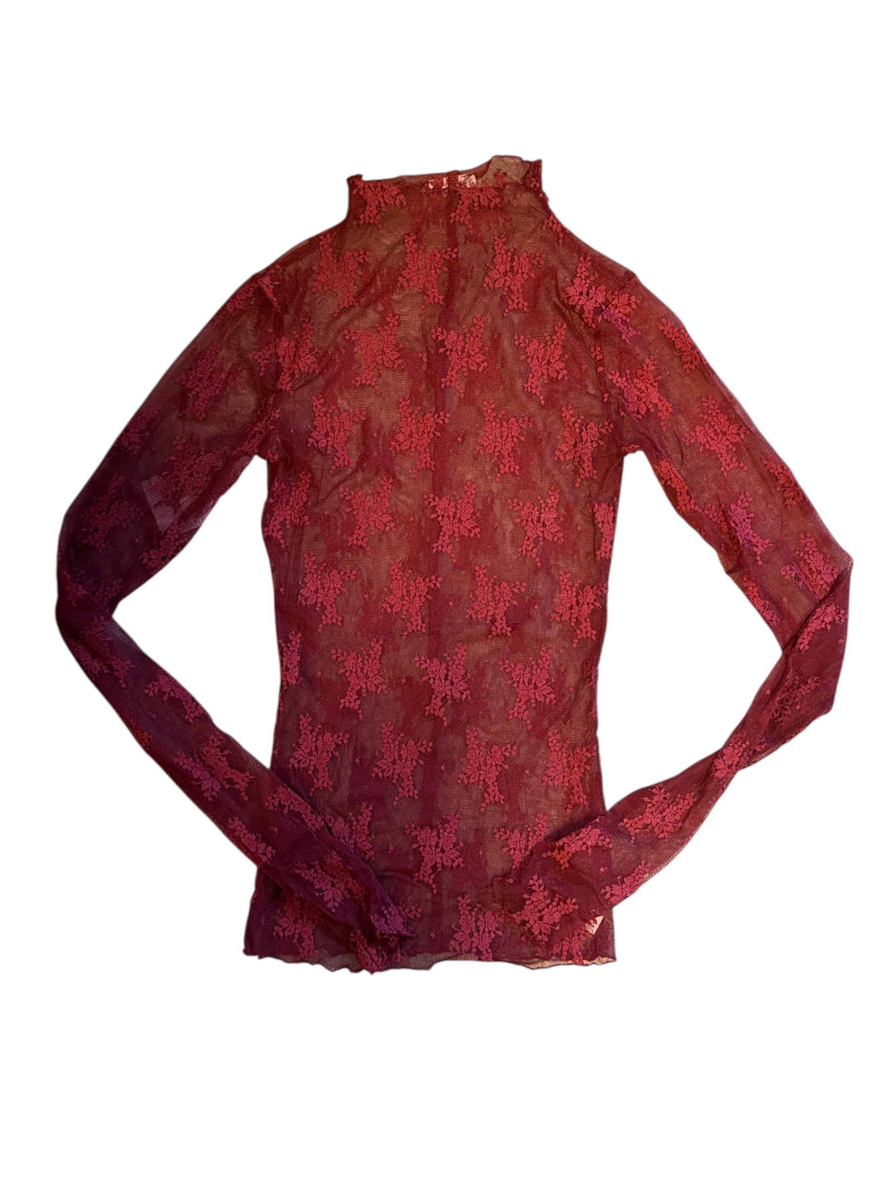 maroon free people lace ls, xs