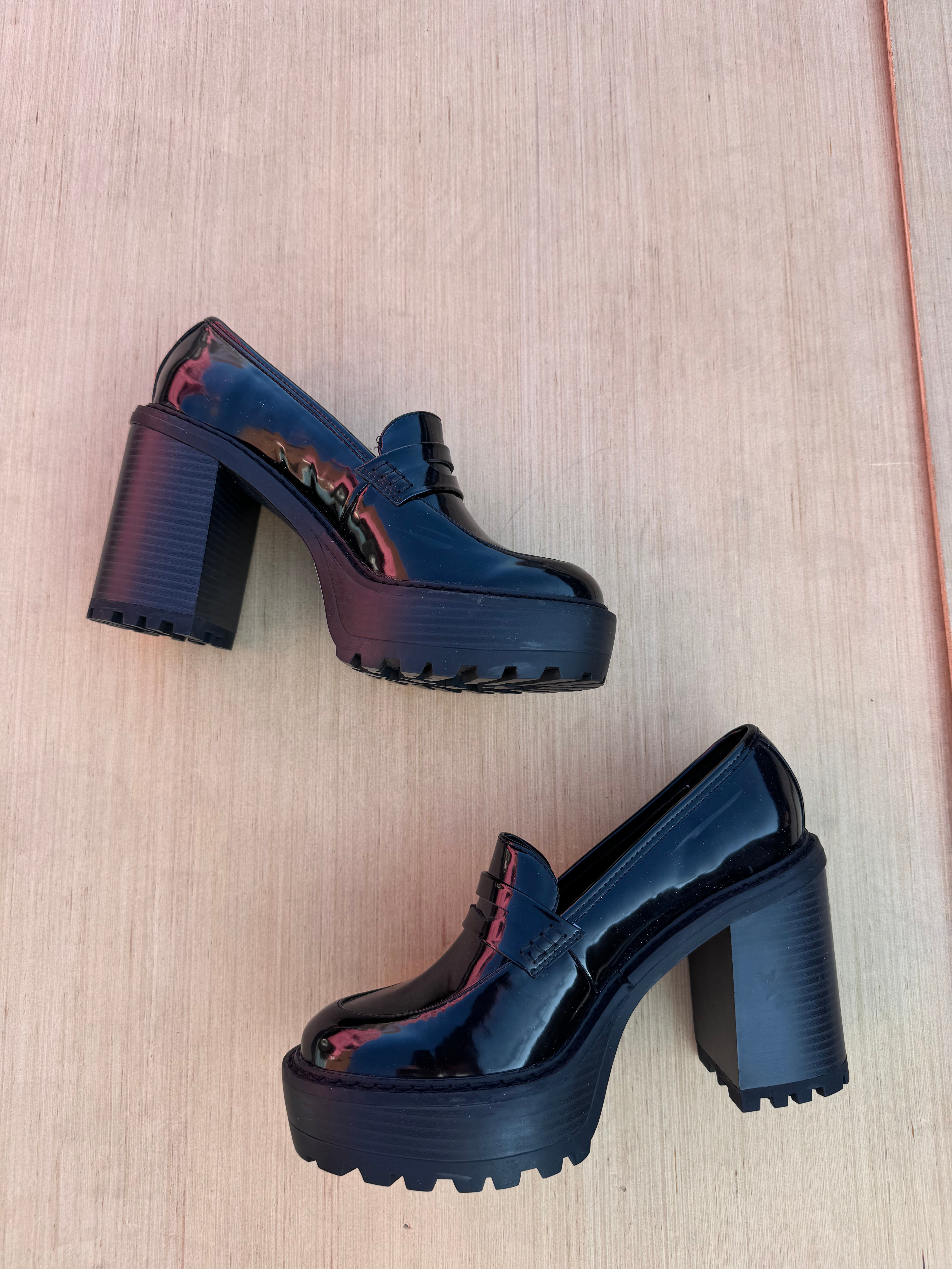 black madden girl heeled loafers, 6.5