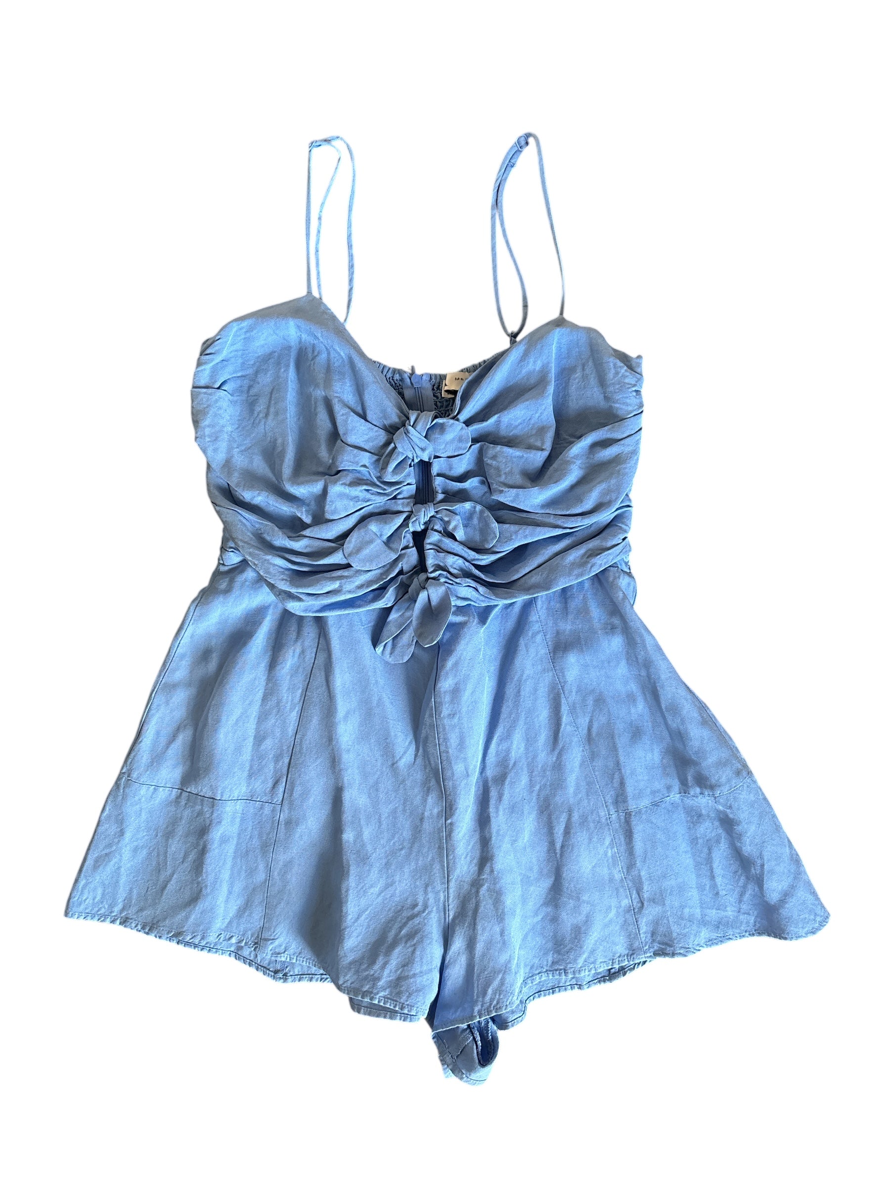 blue zara bow tank romper, xl