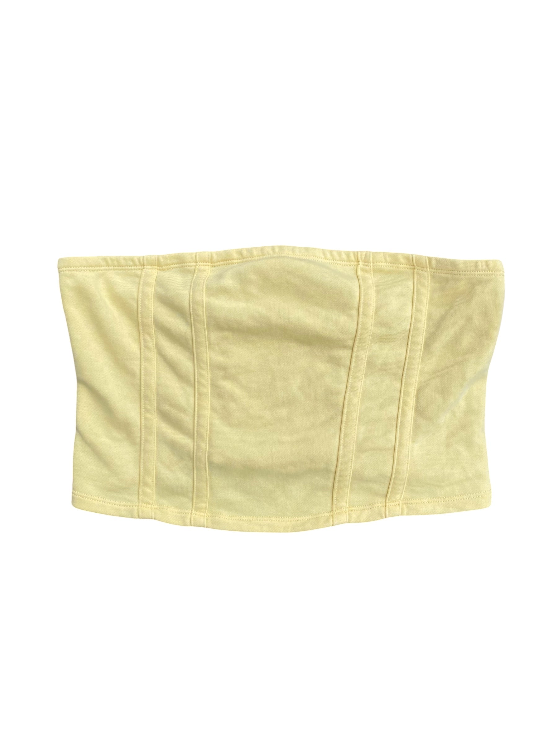 yellow nobo strapless pleat top, xl