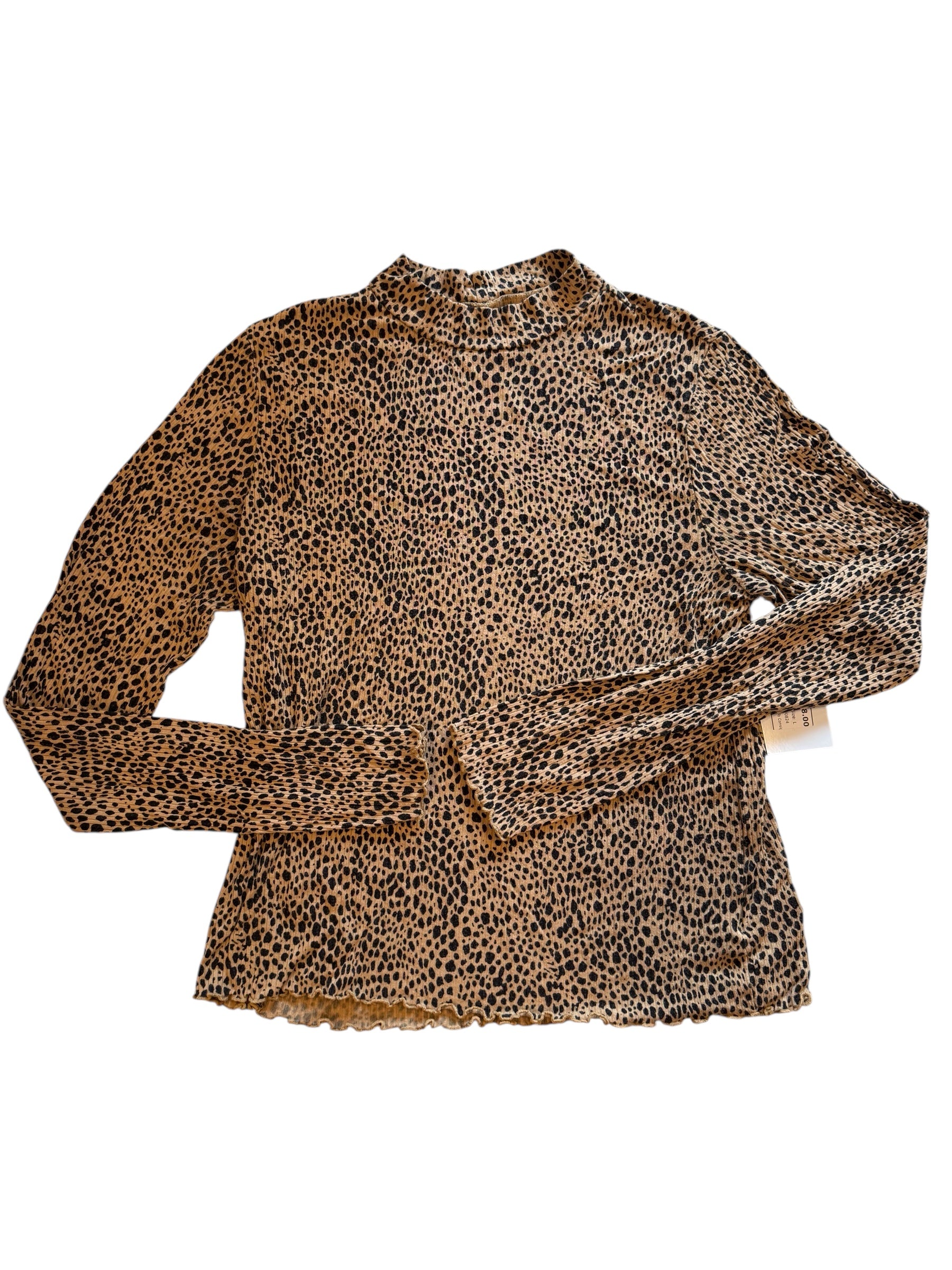 black tan american eagle cheetah mockneck ls top, L