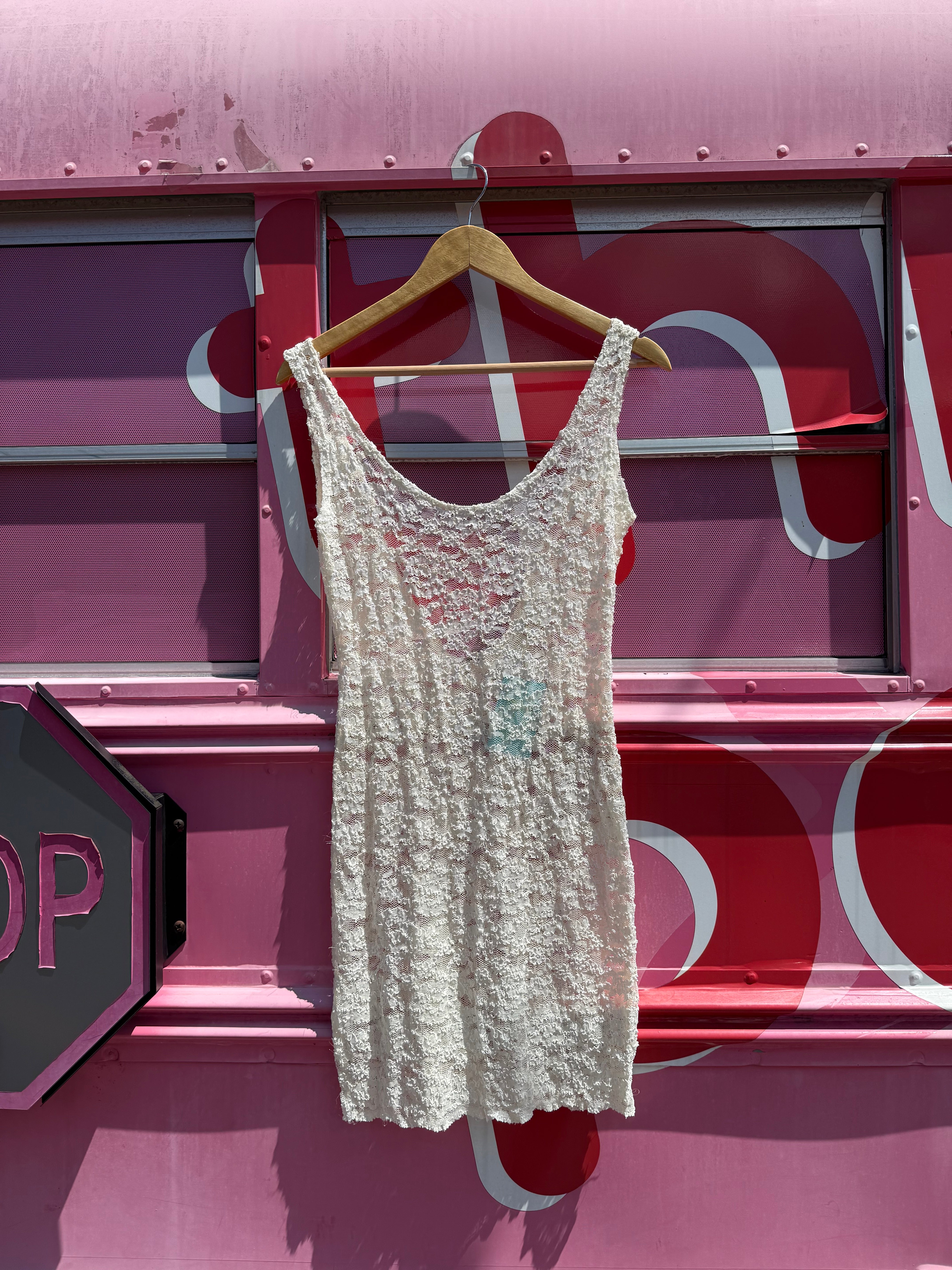 white victorias secret sheer knit slip, s