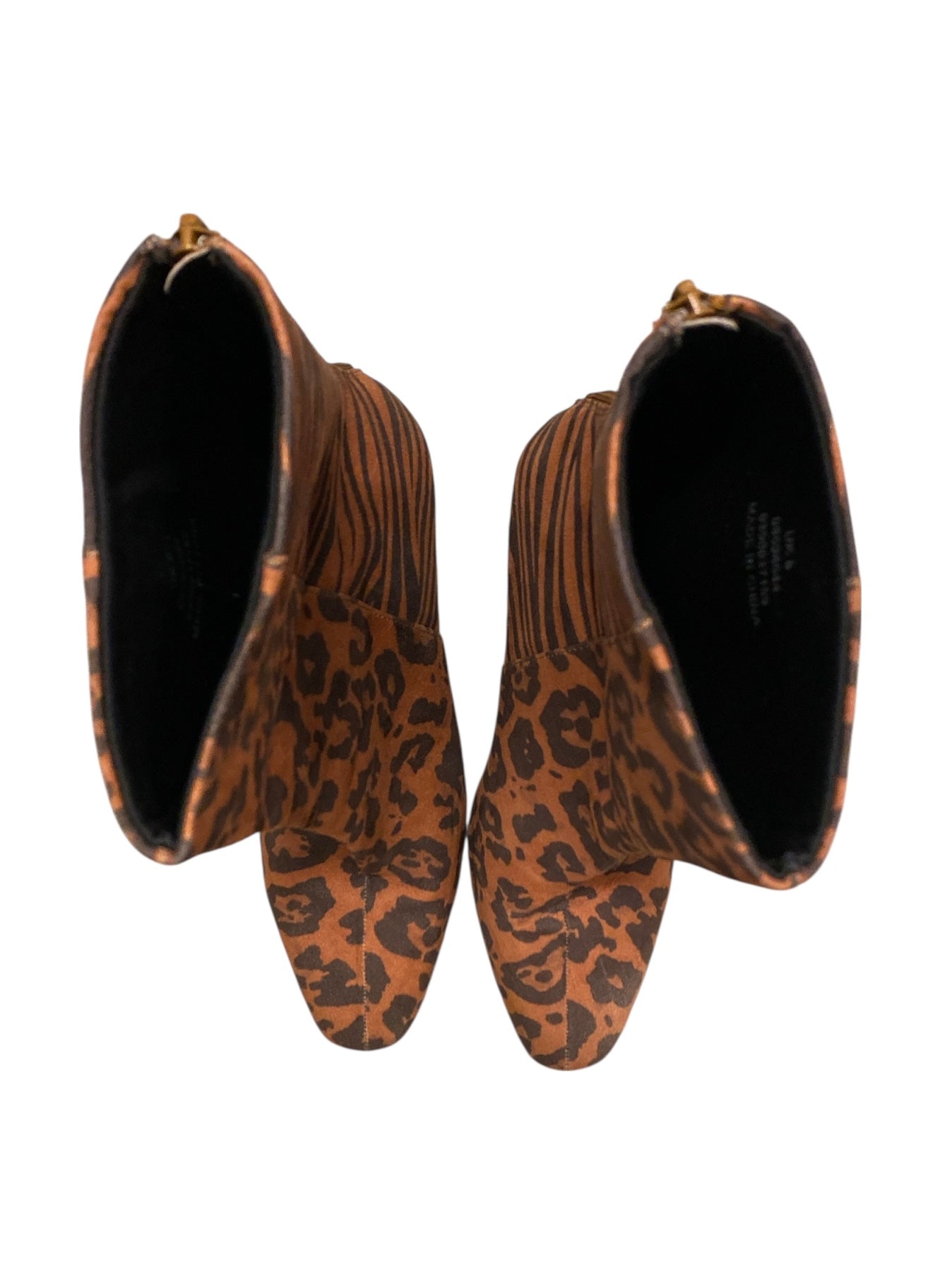 brown black  animal print short boots, 6