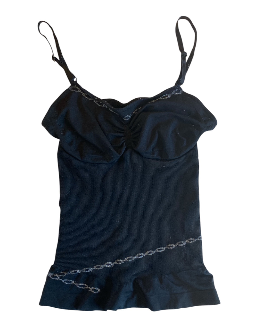 Black silver  Shapewear tank w chain print, XL