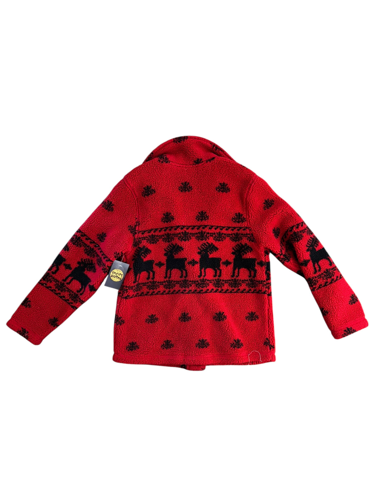 red black white stag sherpa moose coat, s