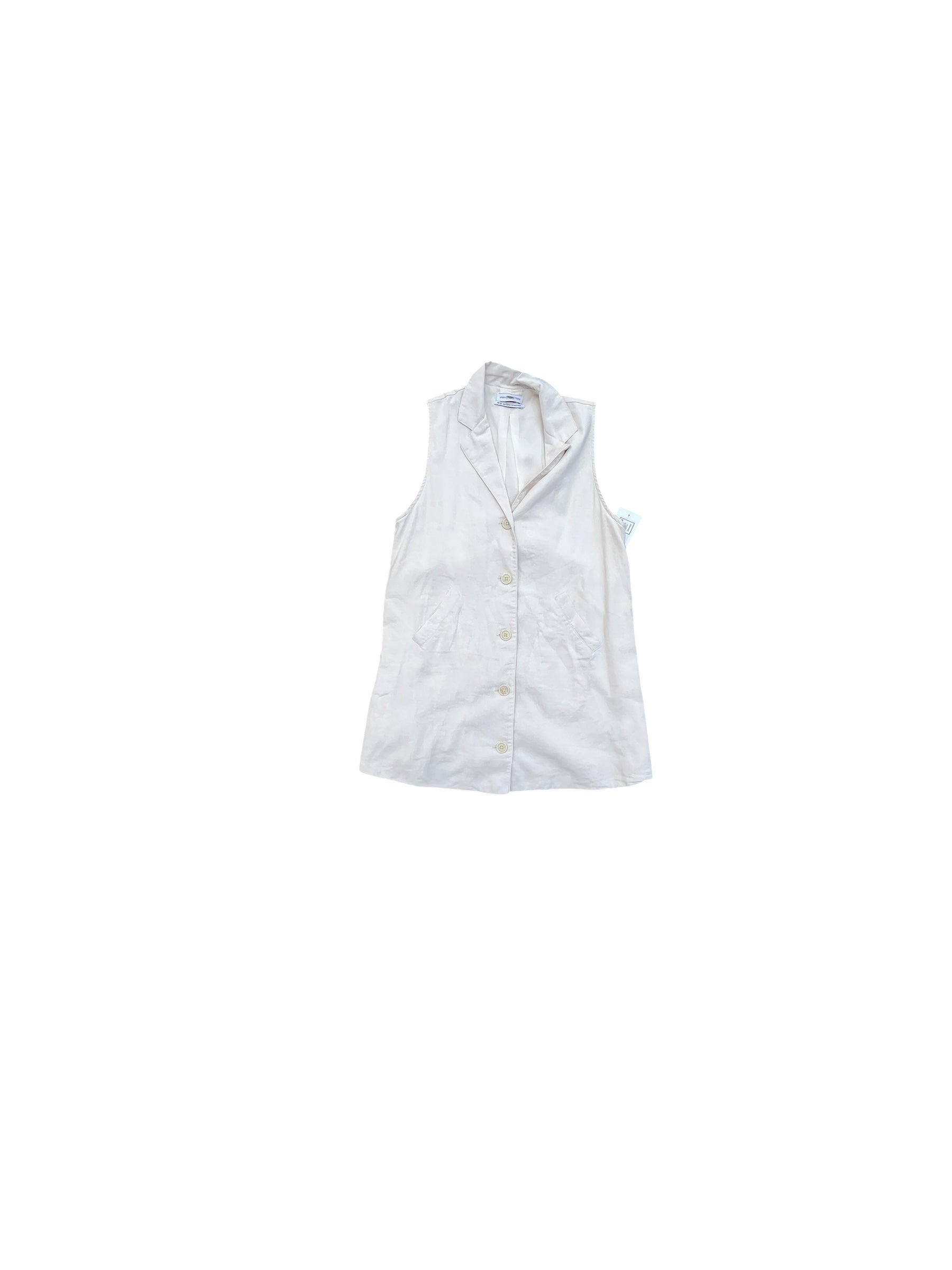 cream urban outfitters linen collard button up mini dress, xs
