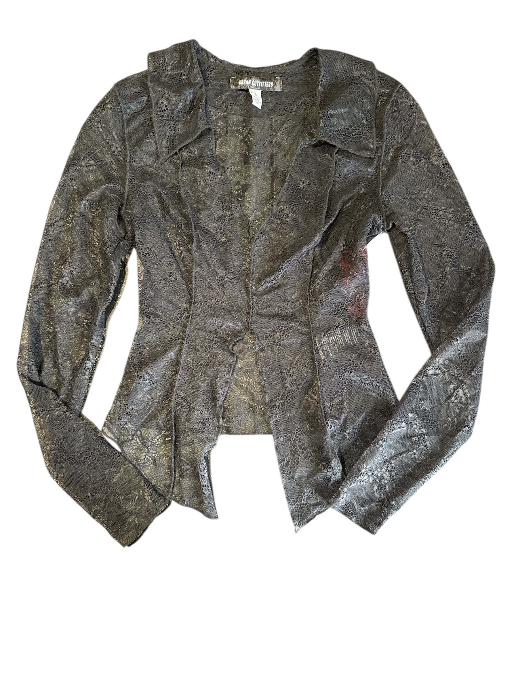 black urban outfitters lace ruffle open belly top, s