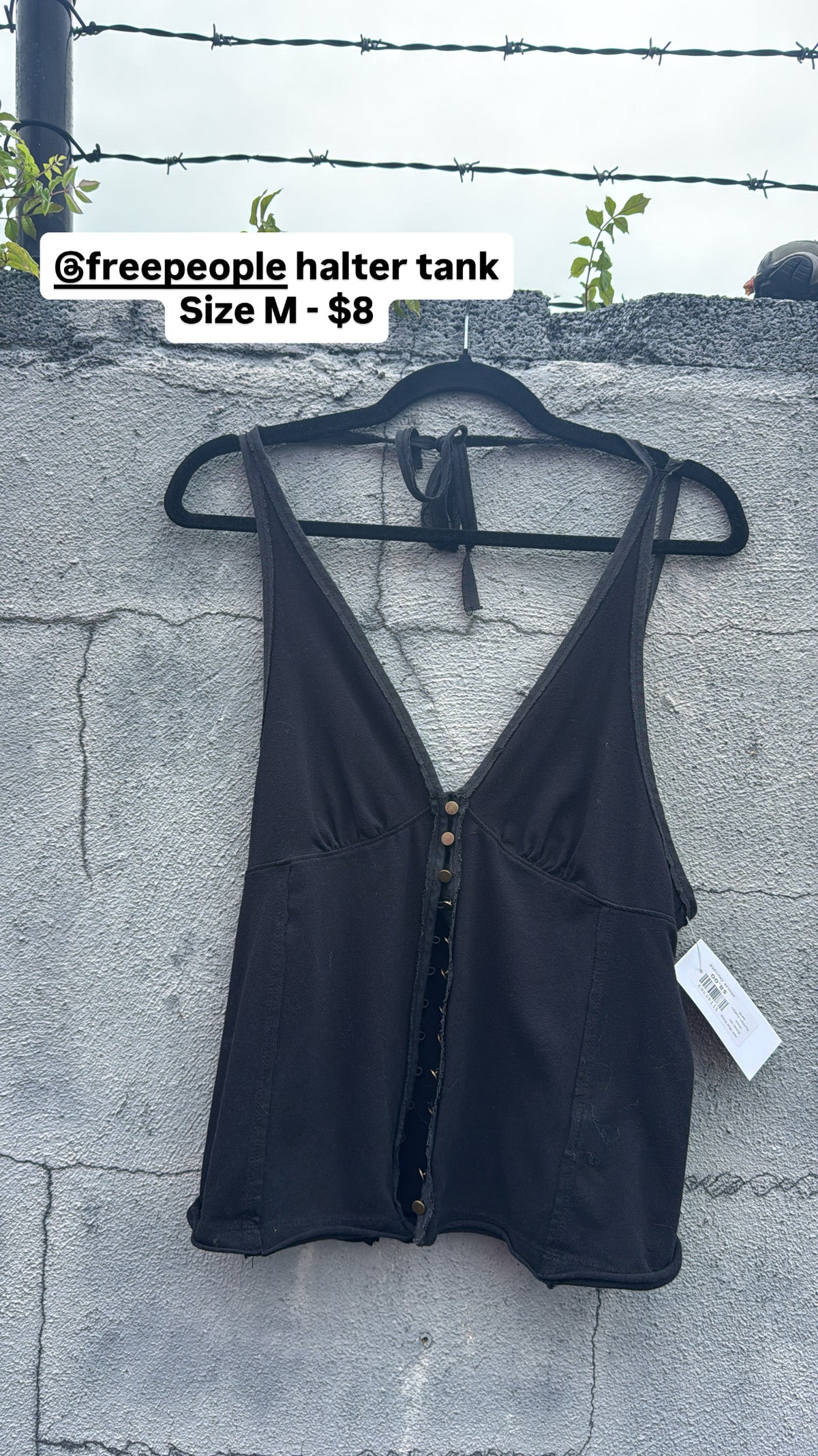 black we the free button halter tank, m