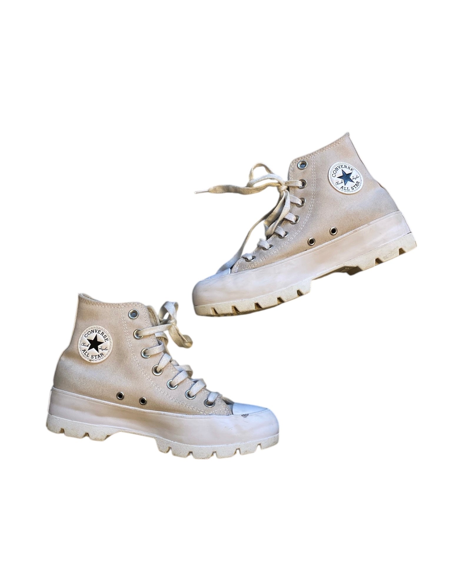 beige white converse platform high top sneakers, 6