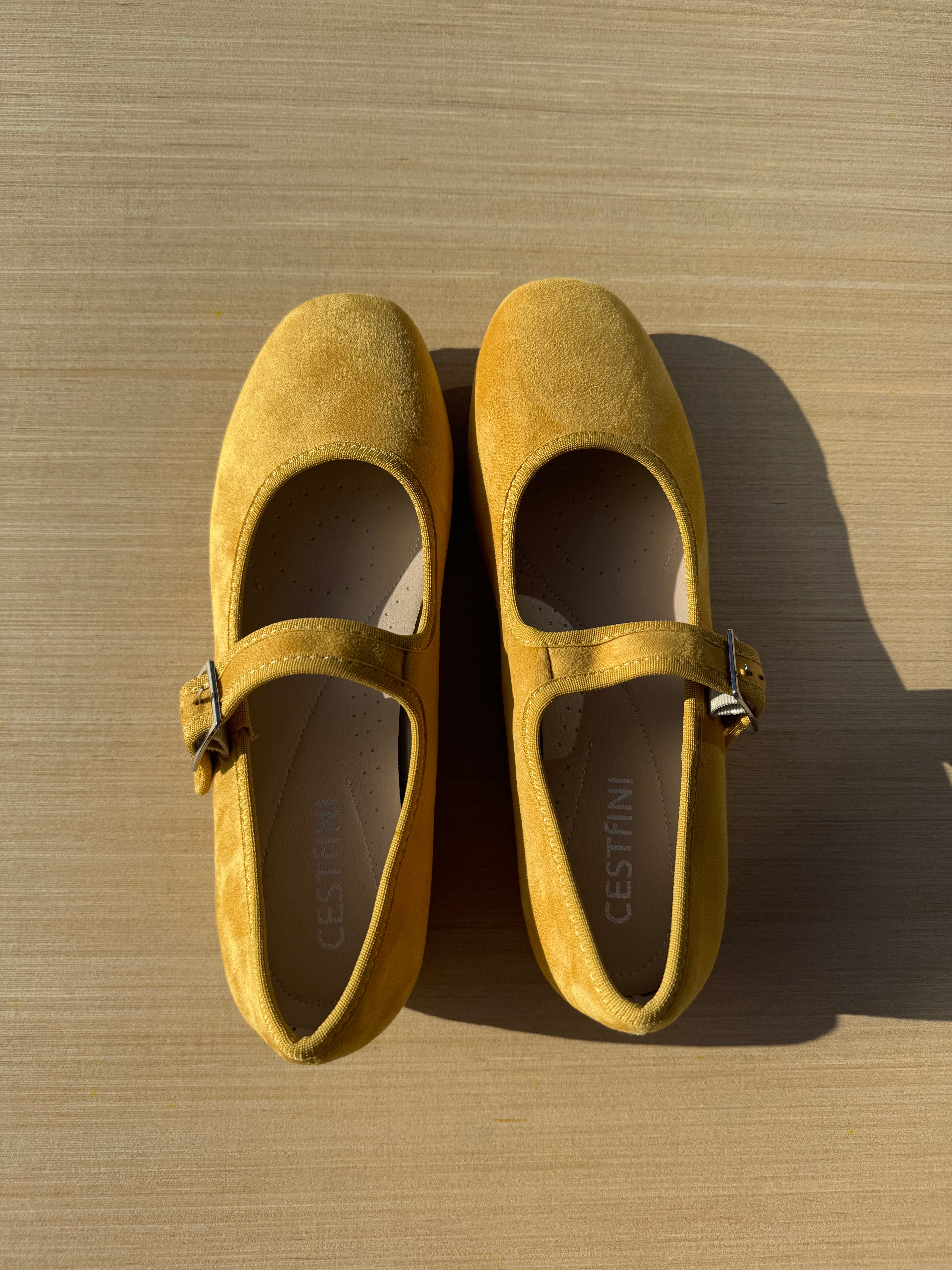 yellow cestfini mary jane flats, 7.5