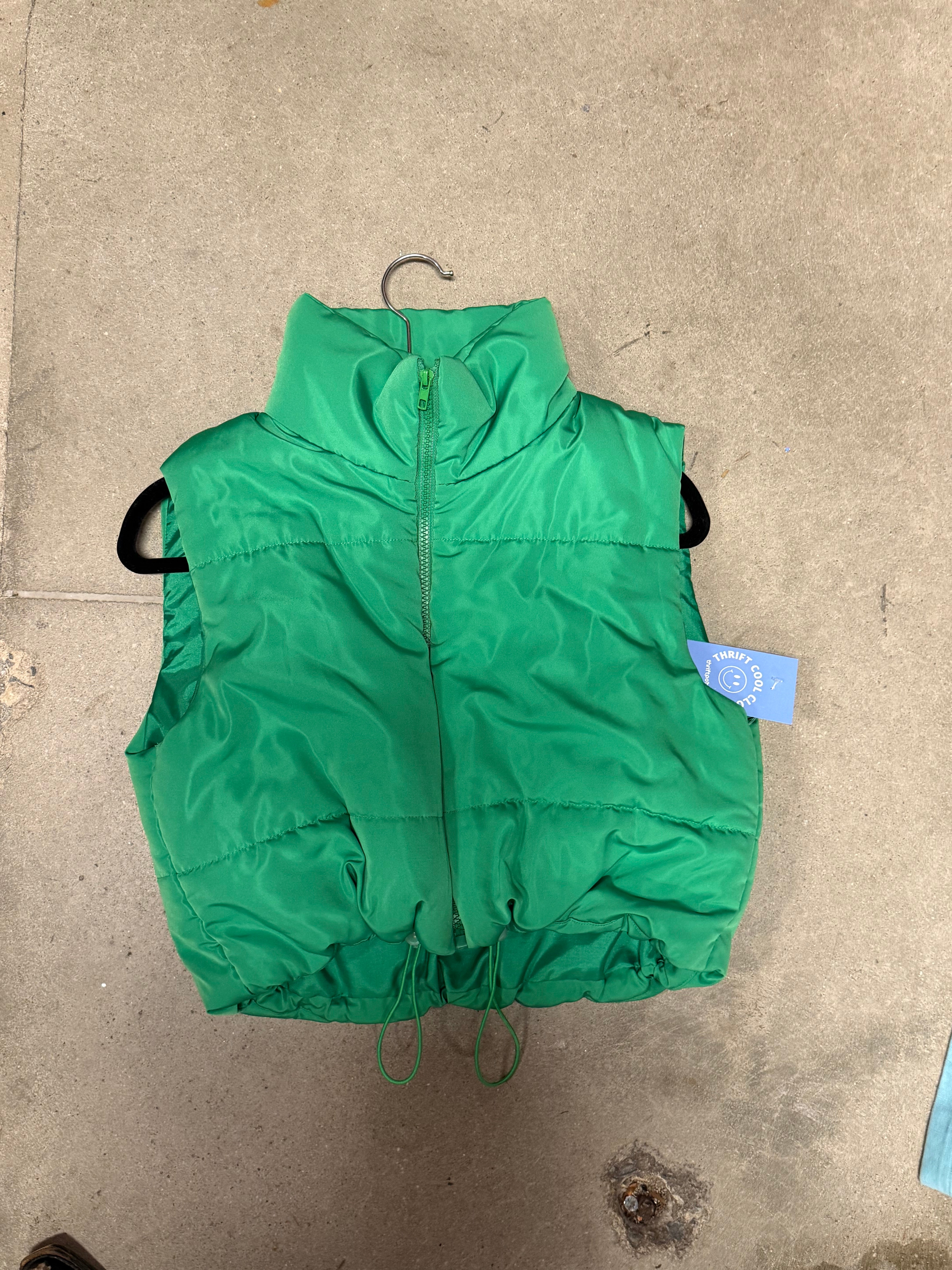 Green  Crop puffer vest, s