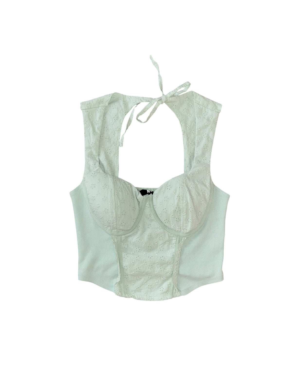 seafoam madden nyc eyelet bustier tank, m