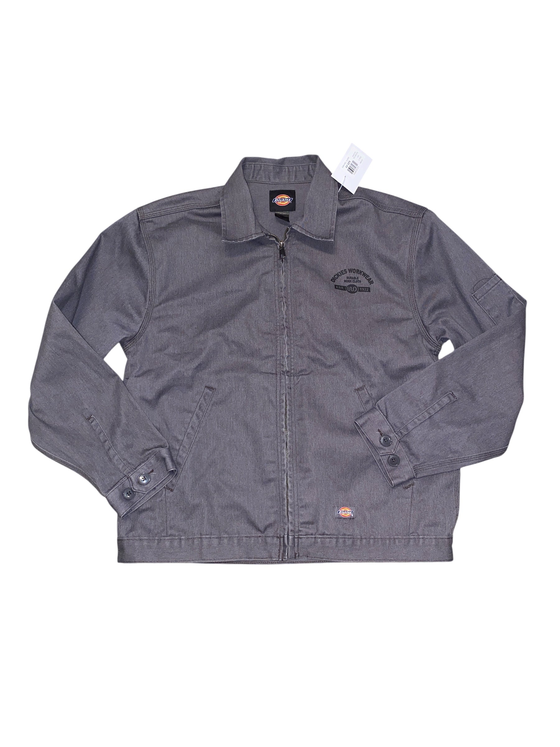 gray dickies branded zip up jacket, s