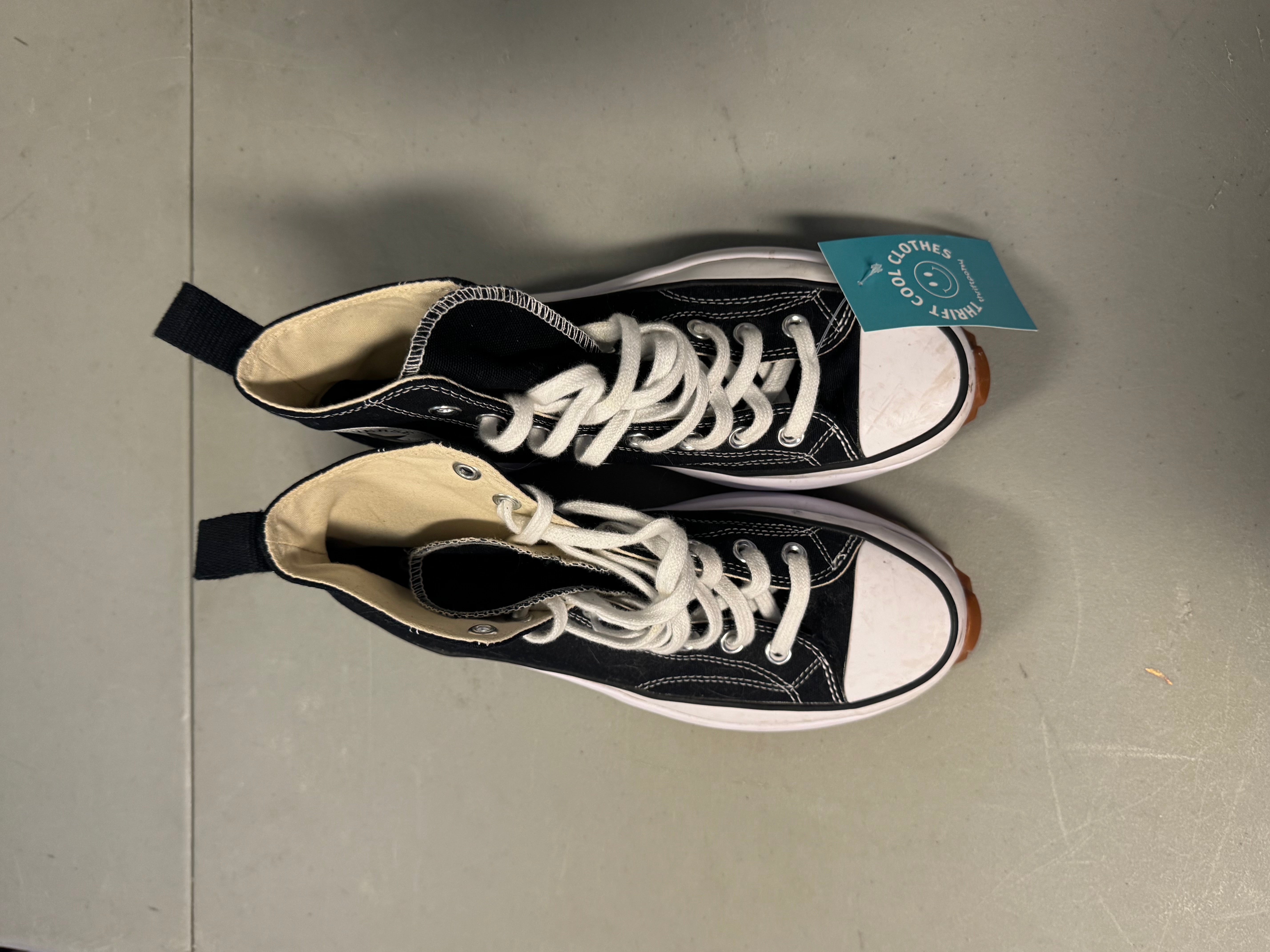 black converse hi top sneakers, 9 1/2