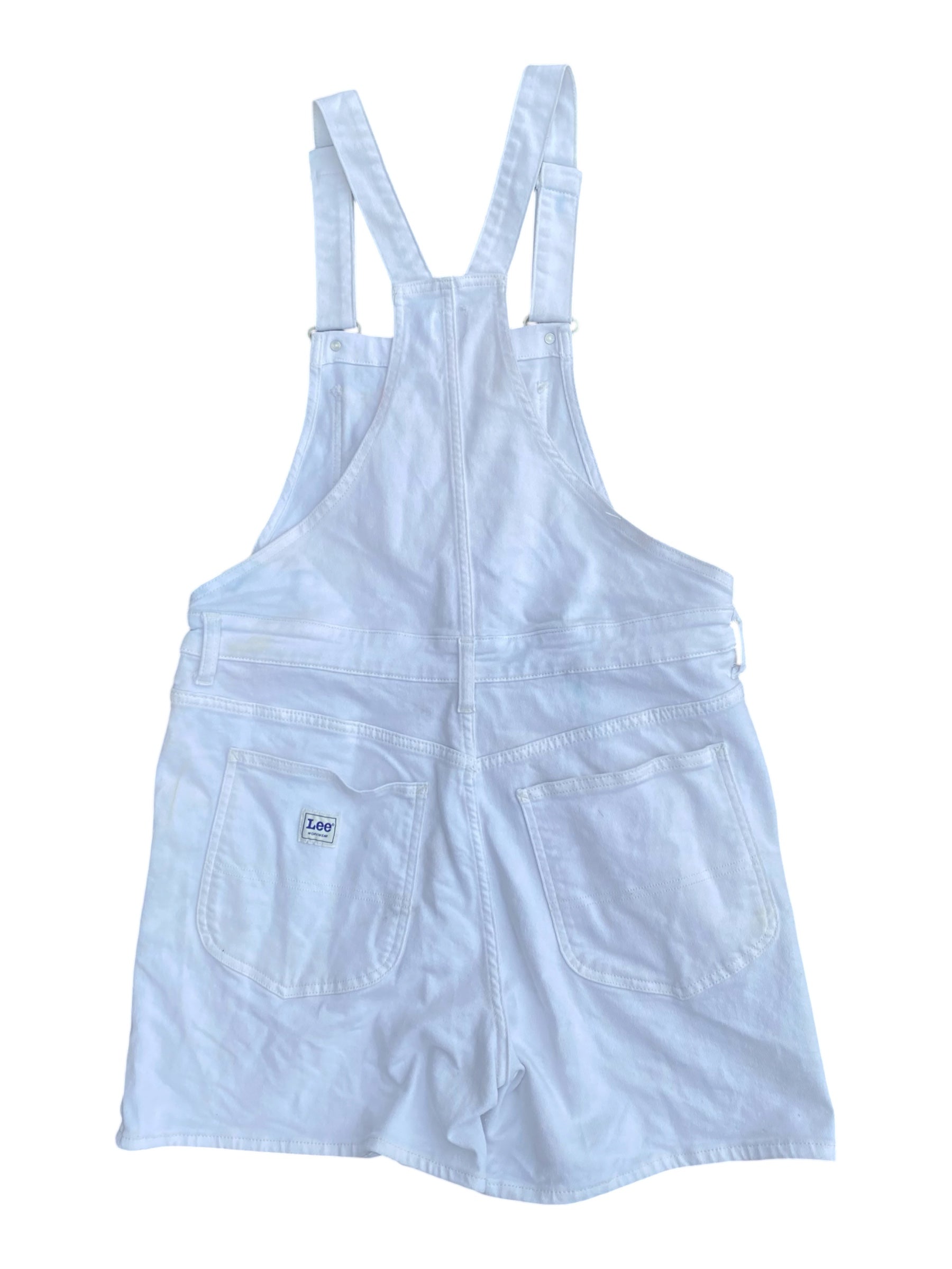 white lee denim overall shorts, L