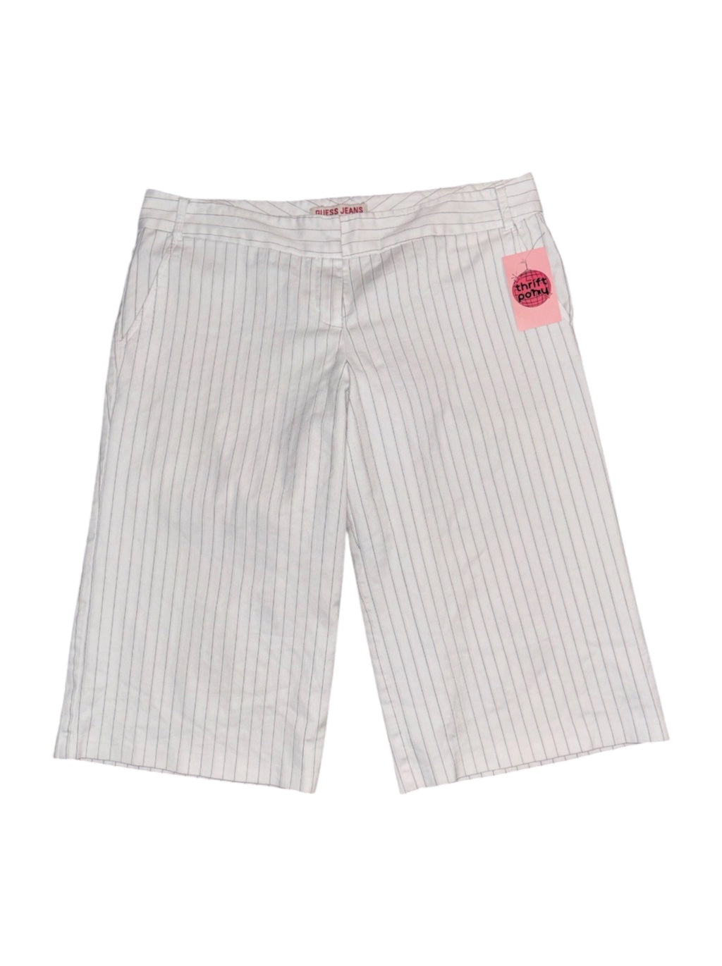 white guess jeans striped capri shorts, 34