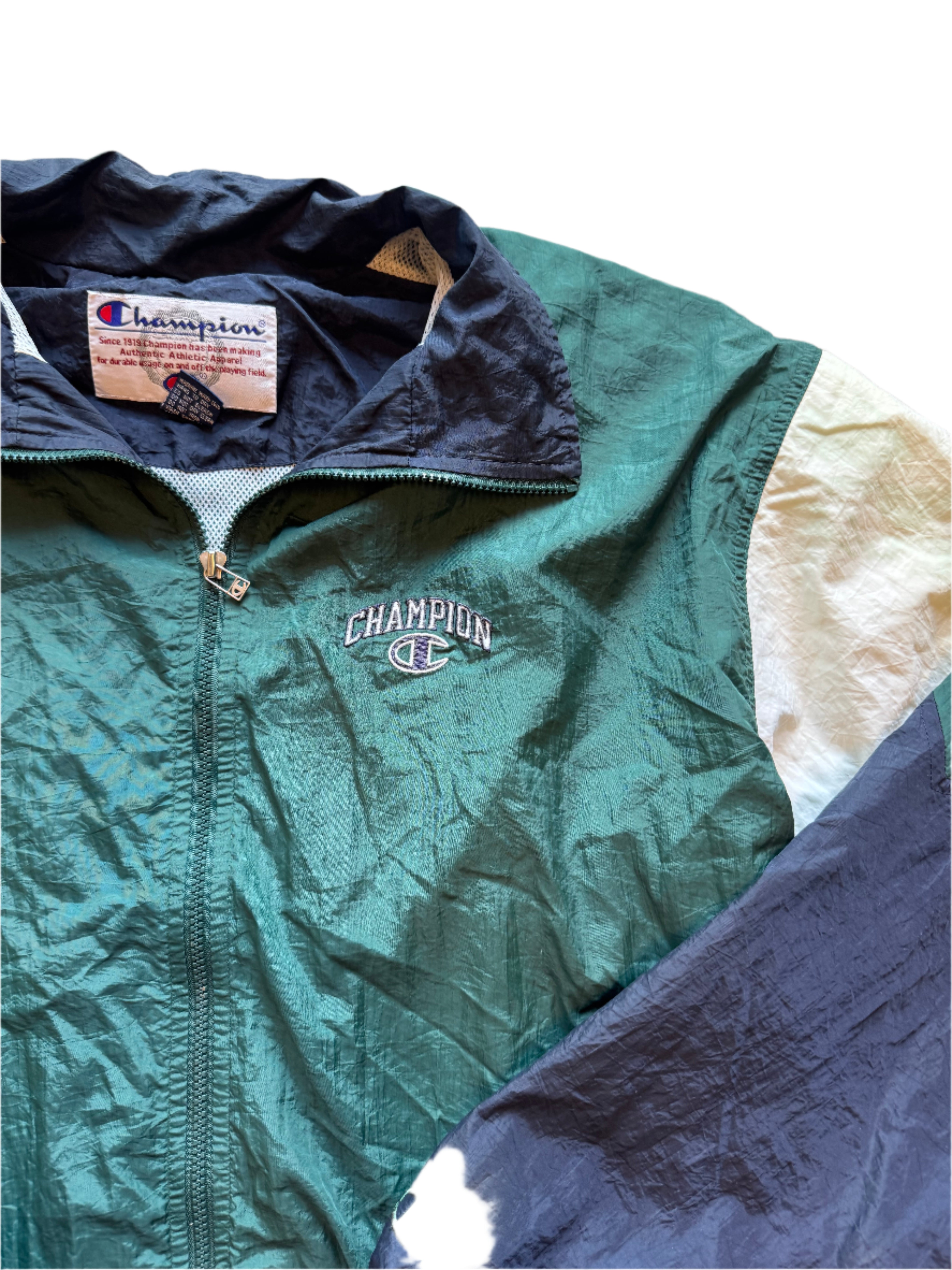 green champion vtg zip up, L