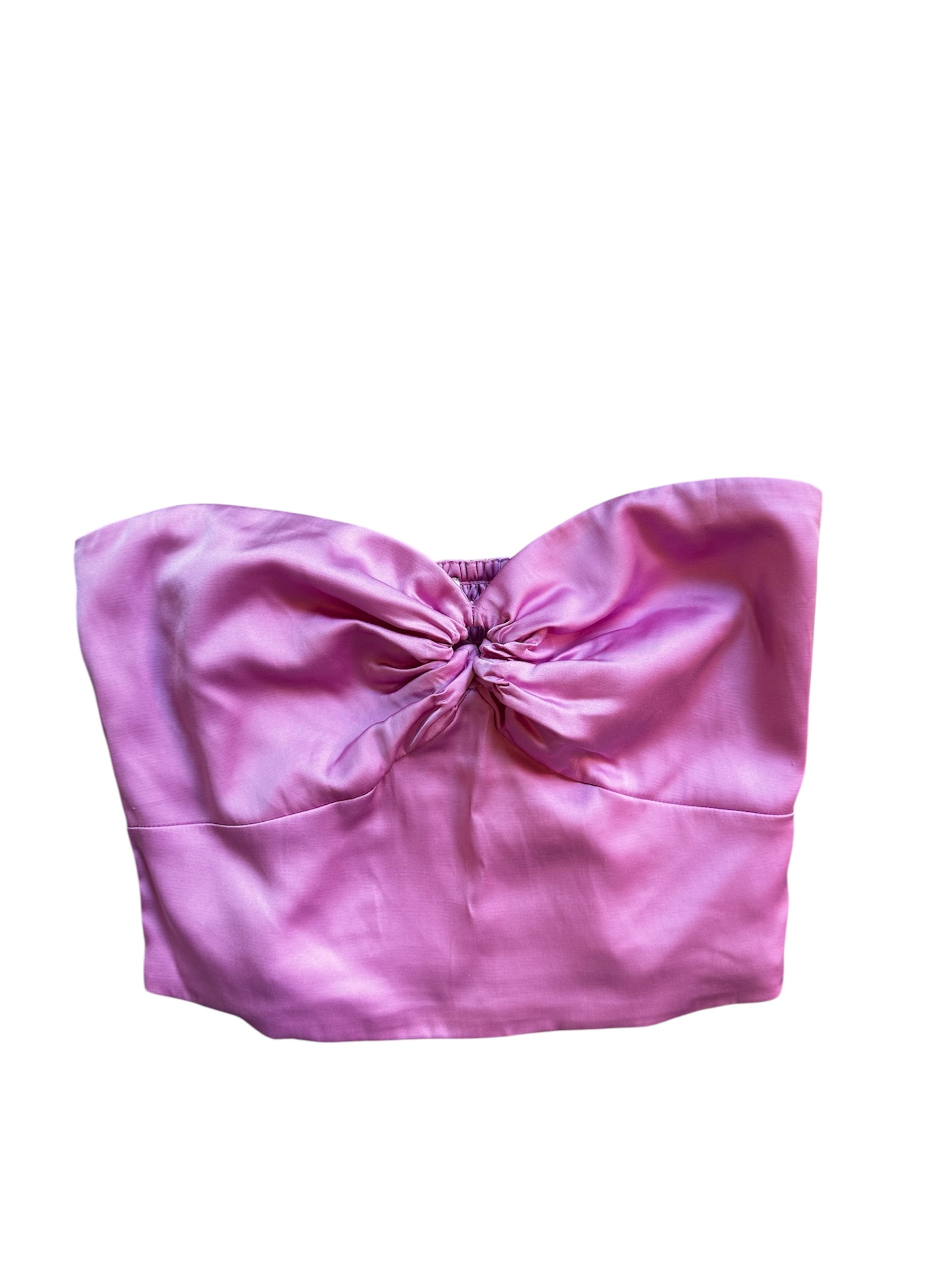 pink abercrombie satin tube twist top, xs