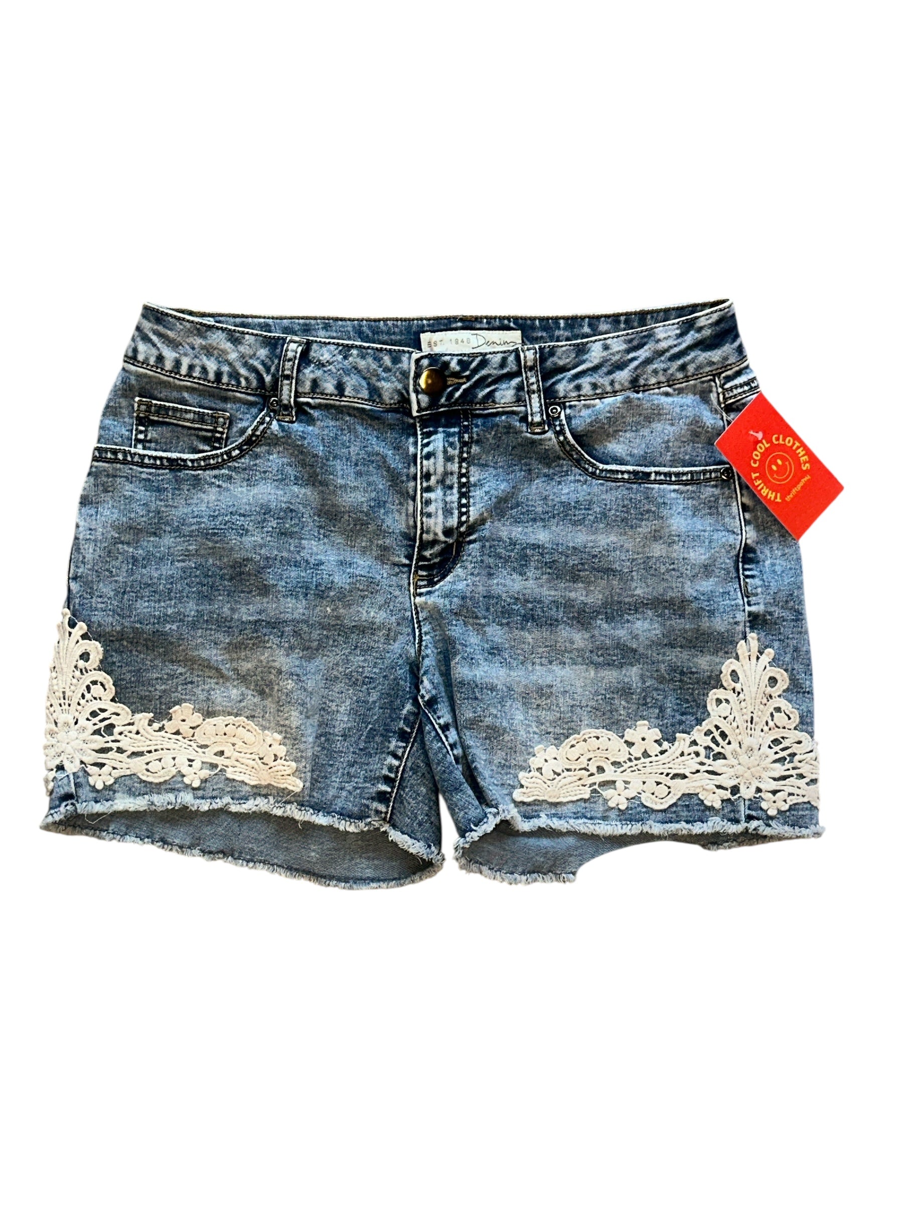Blue  Lace denim shorts, 10