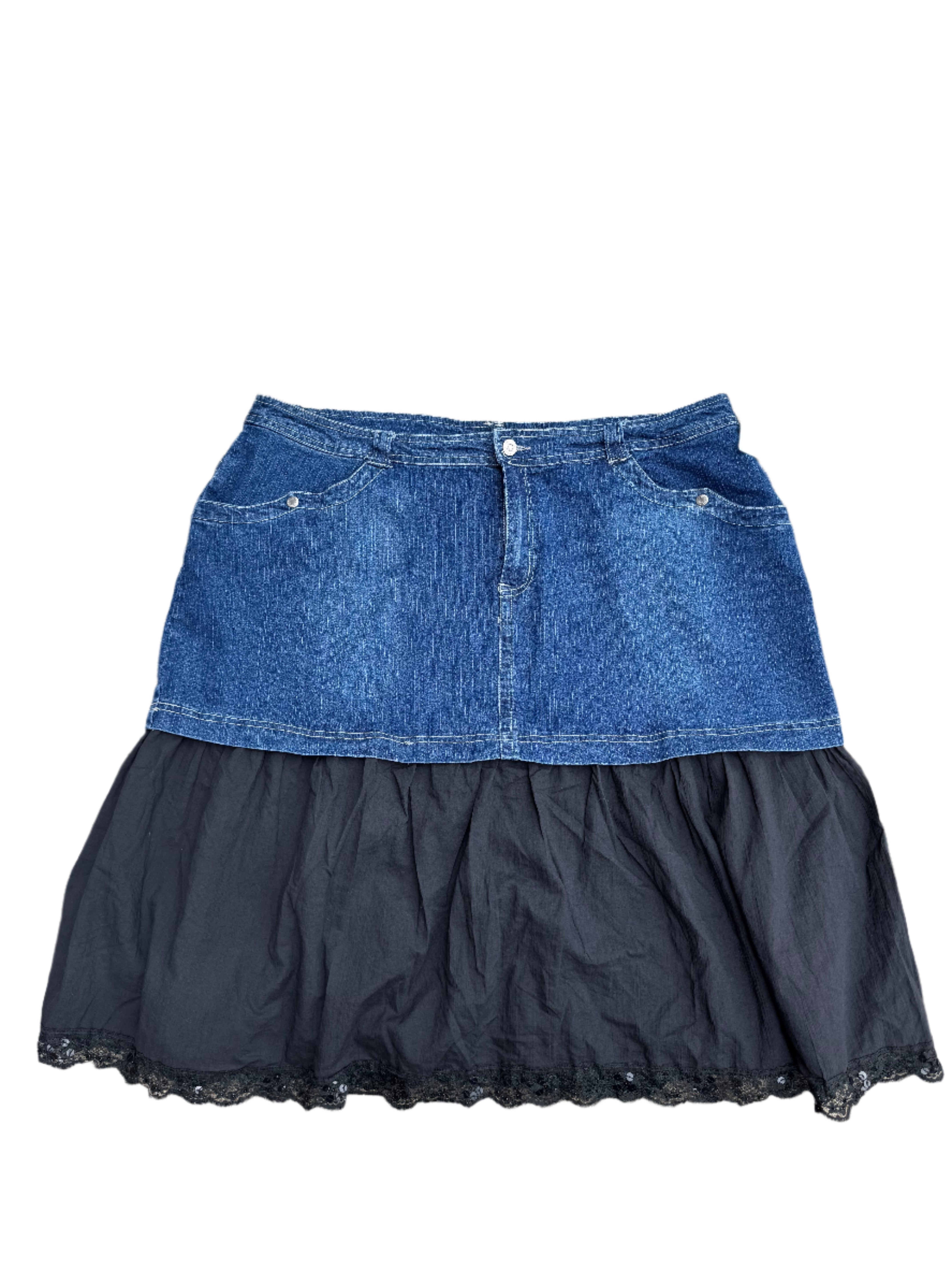 blue indulgence jeans upcycled denim fabric mini skirt, 20 (fits like 2xl)