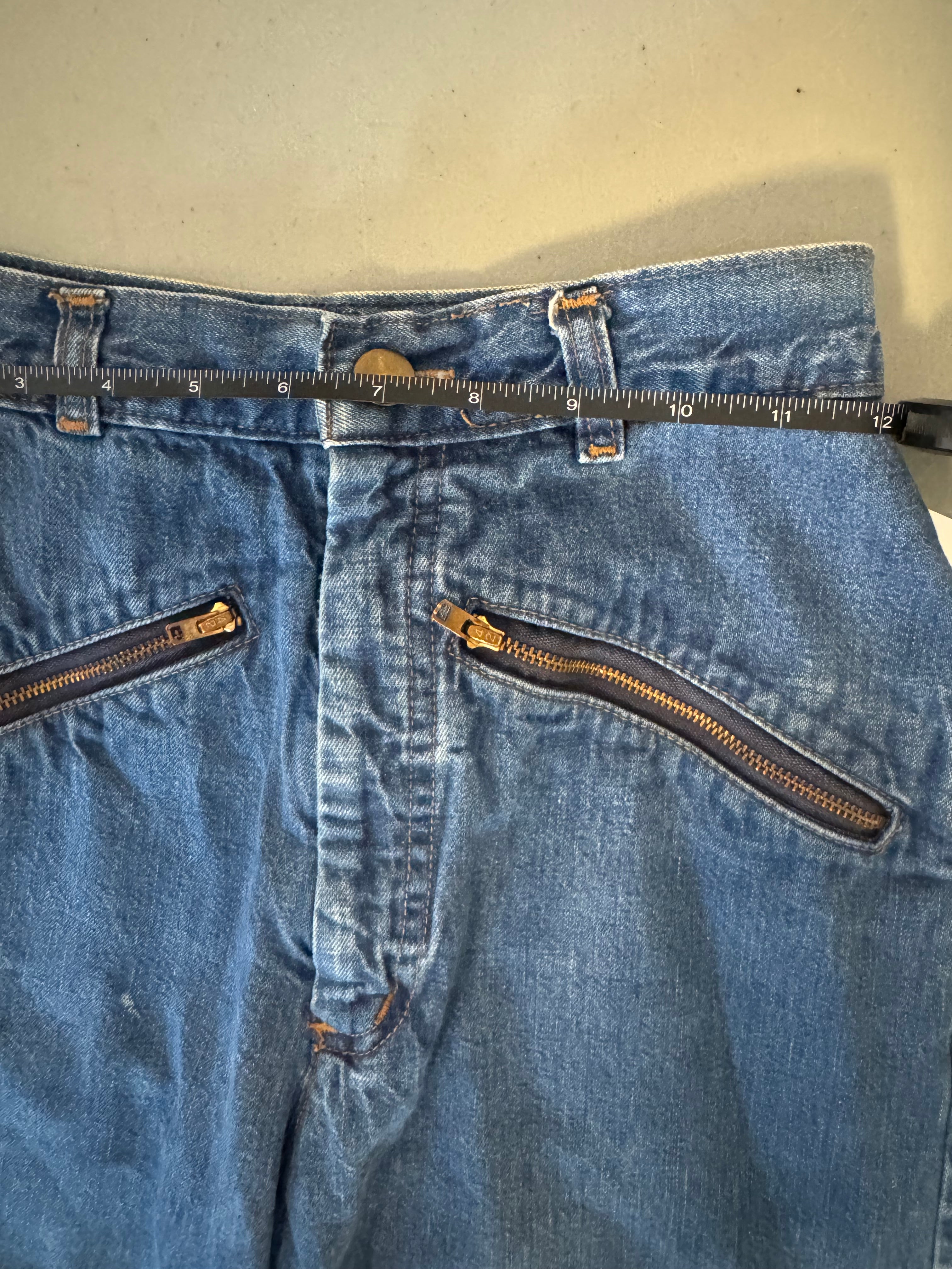 blue the wild west knee pad zipper jeans