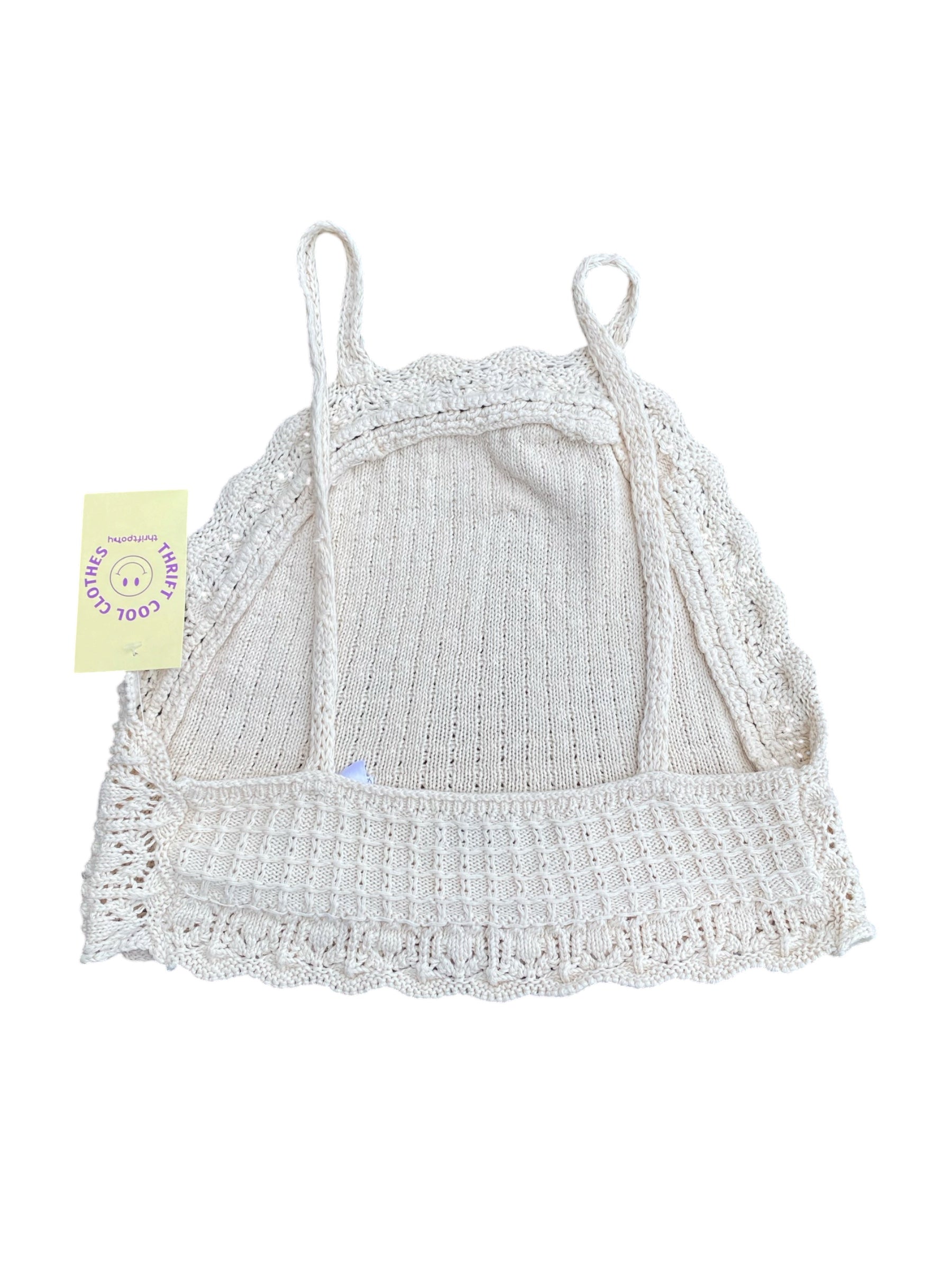 beige zara crochet high neck tank, s