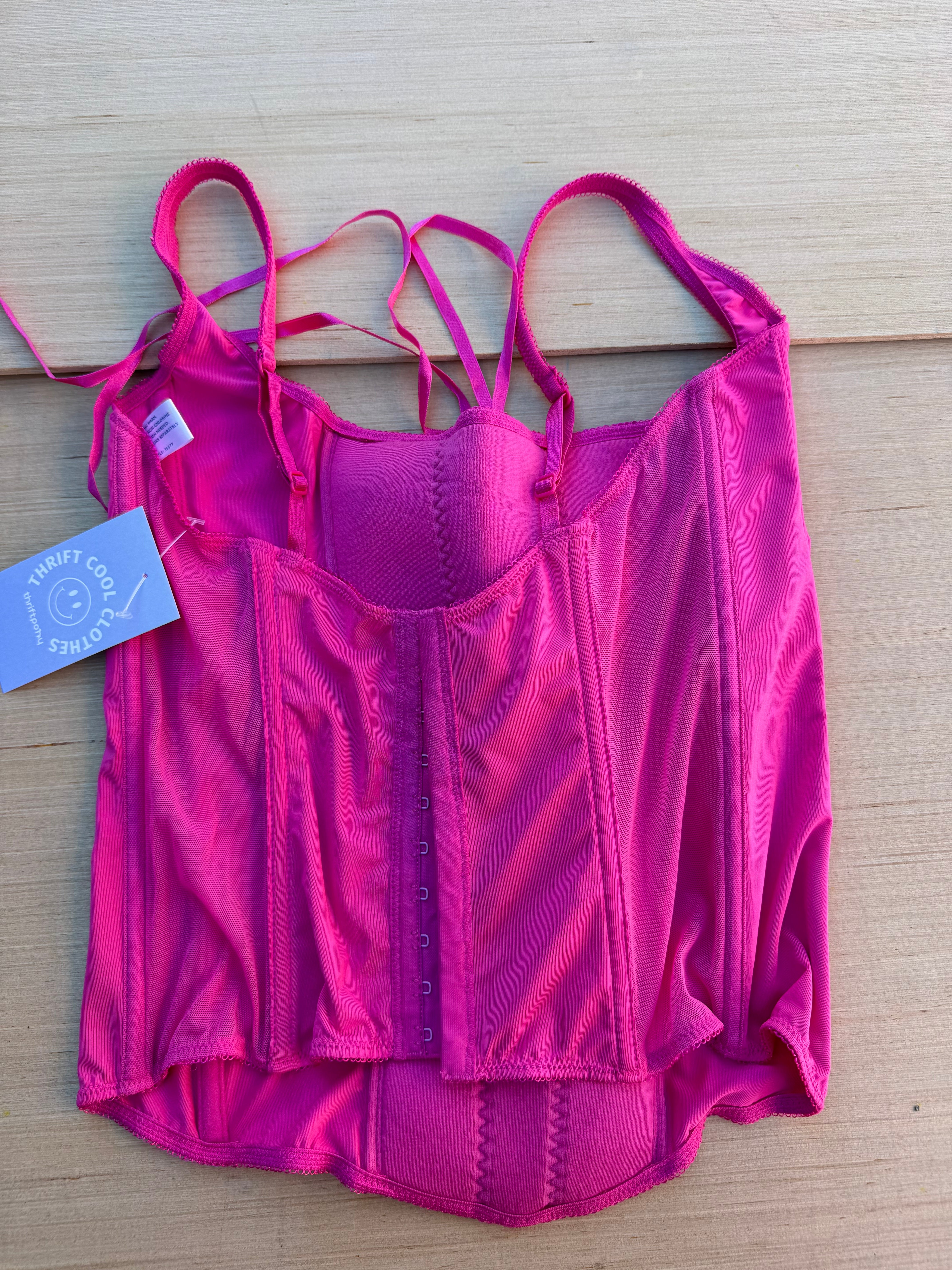 pink  corset tank, L