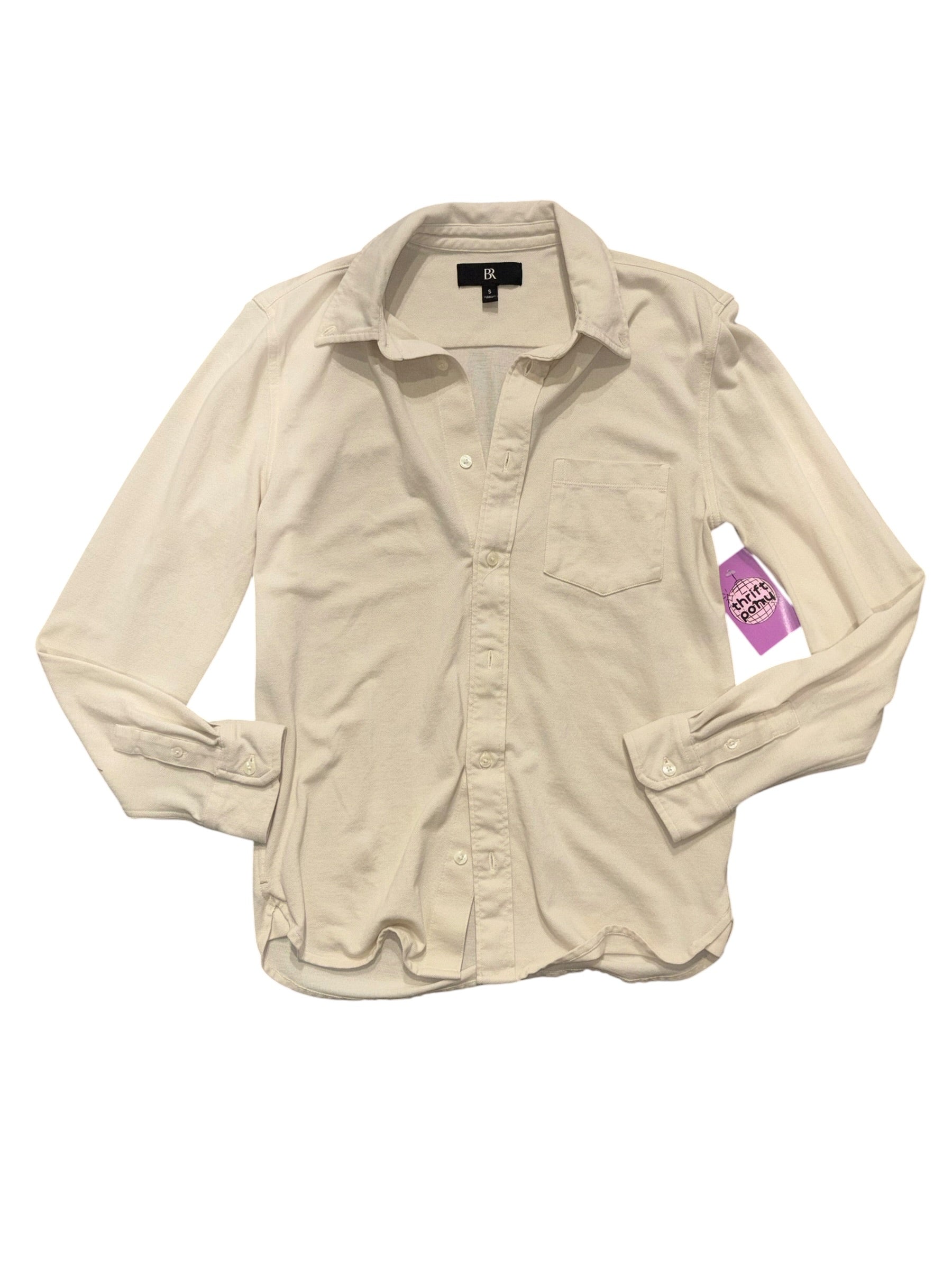 Tan BR button down top, S