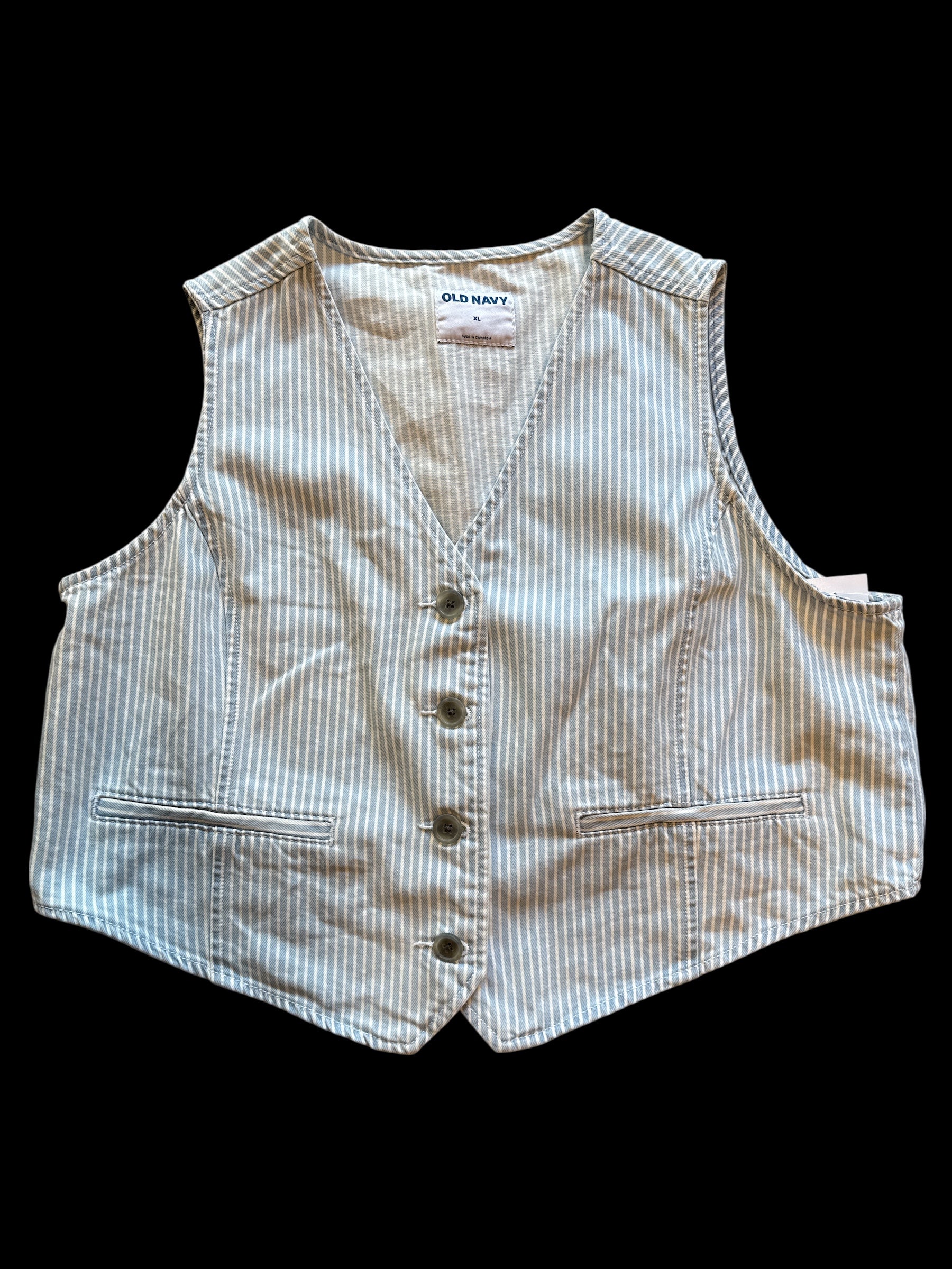 blue white old navy nwt pinstripe vest, xl