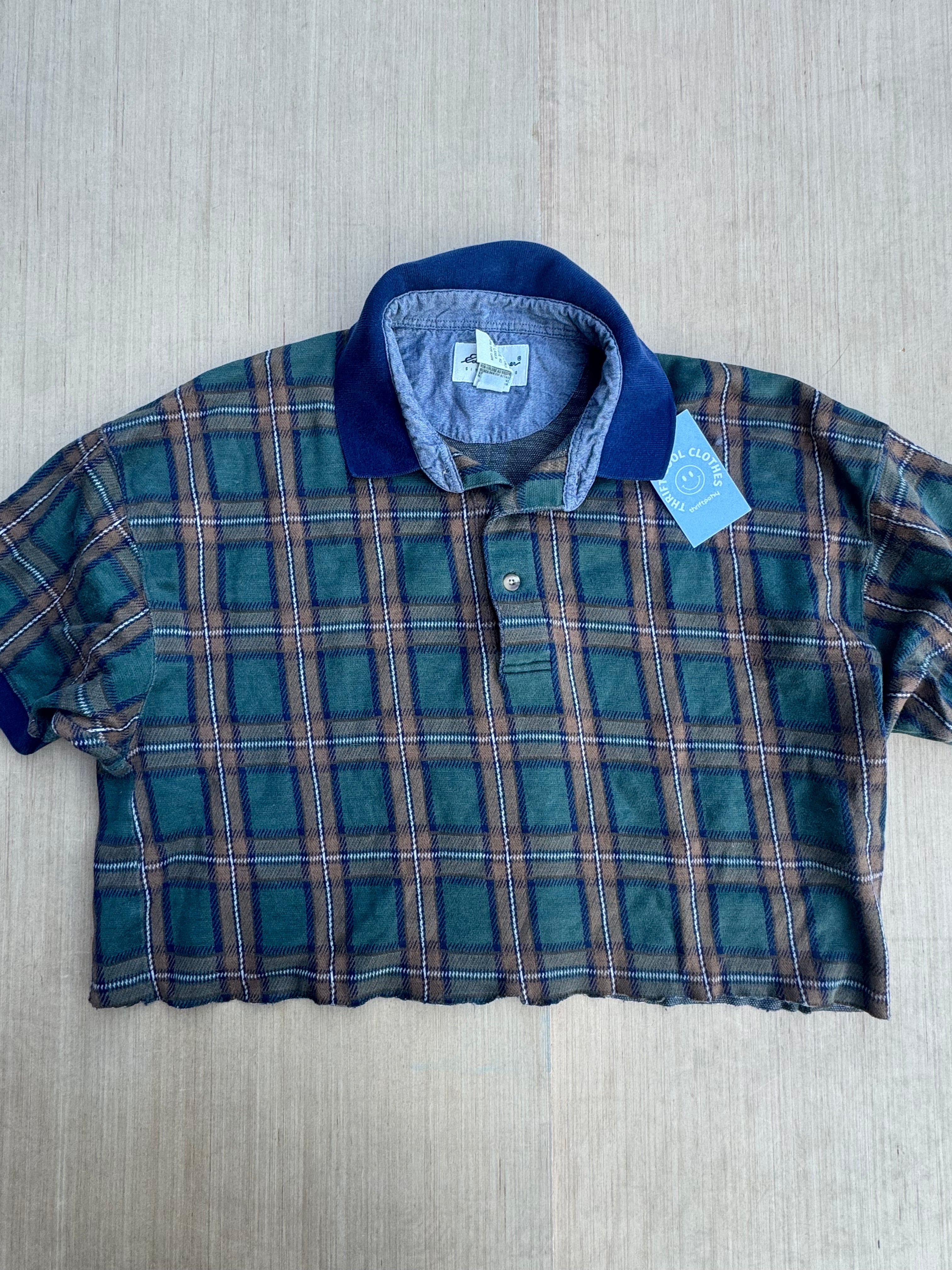 Green Eddie bauer cropped rugby polo, l