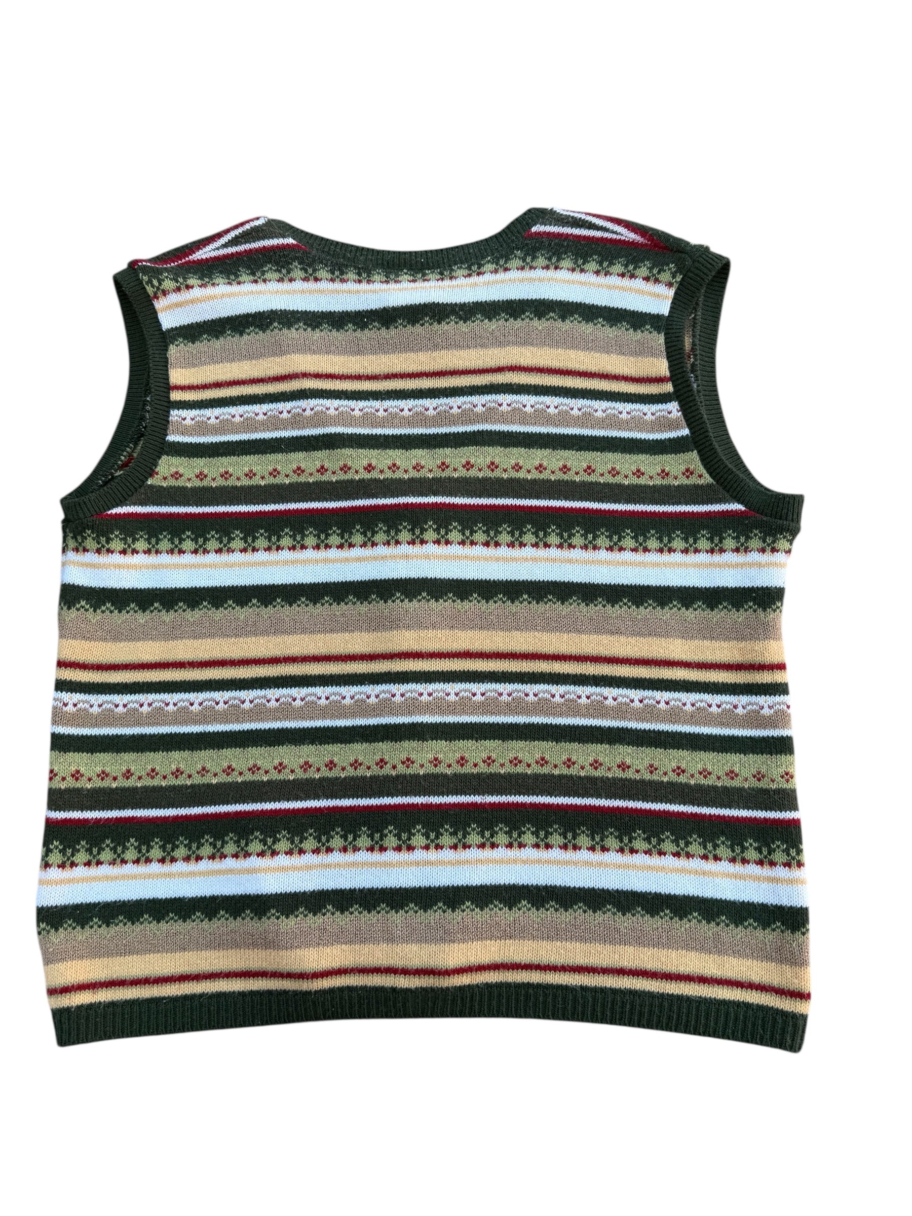 green yellow southern lady striped knit vest, L