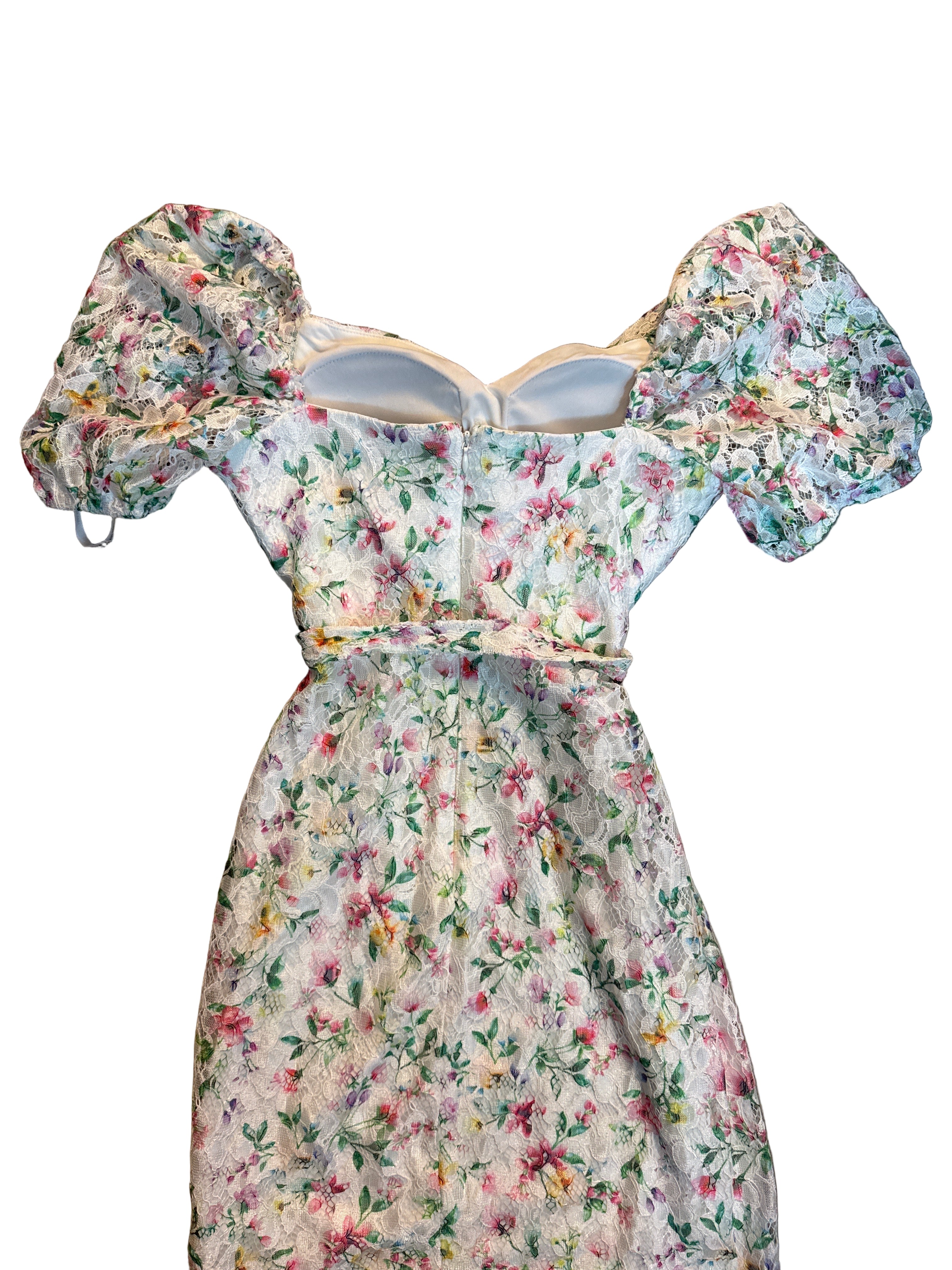 white green pink guess floral lace mini dress, 2