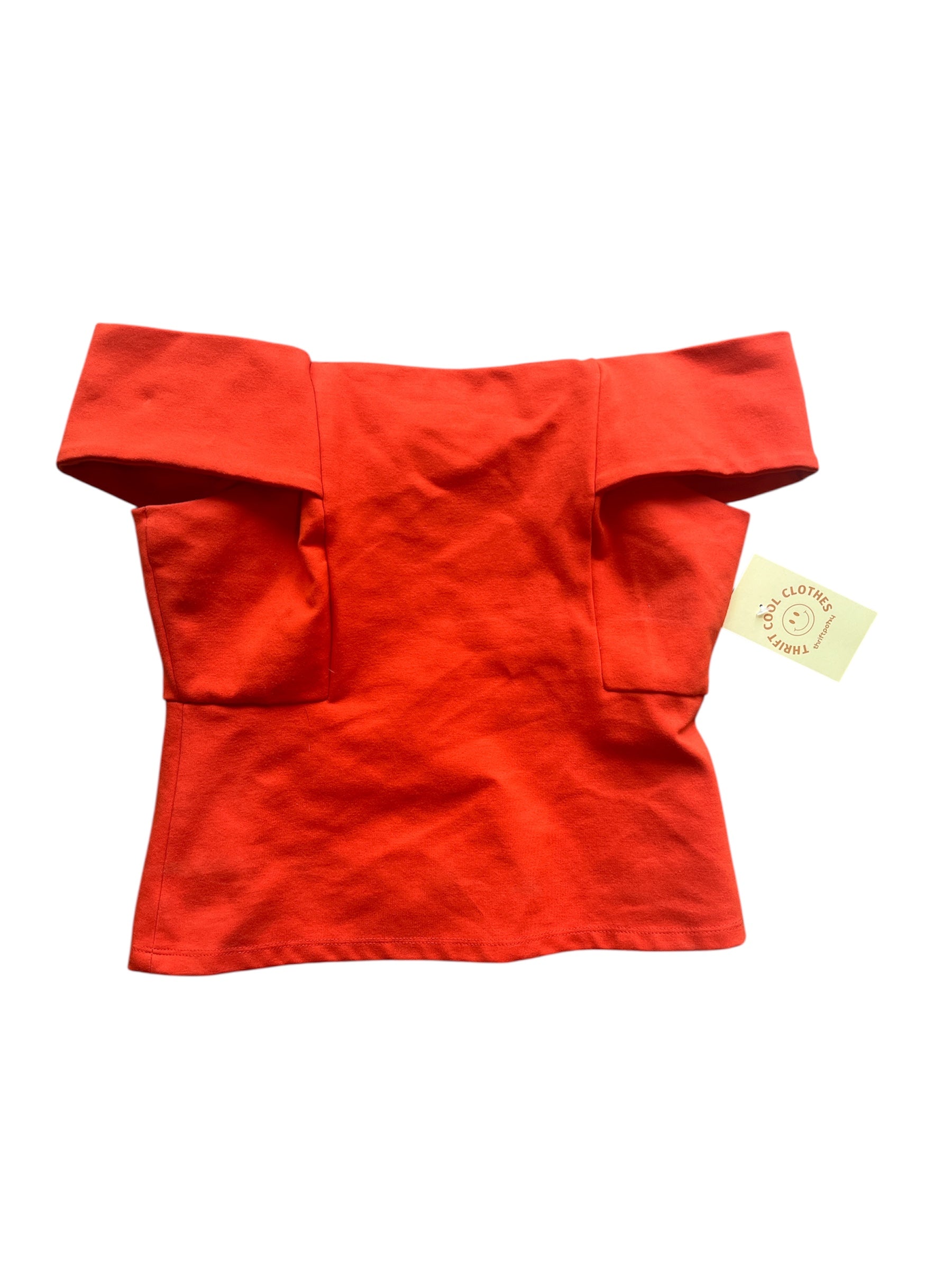 orange deletta off shoulder top, xs