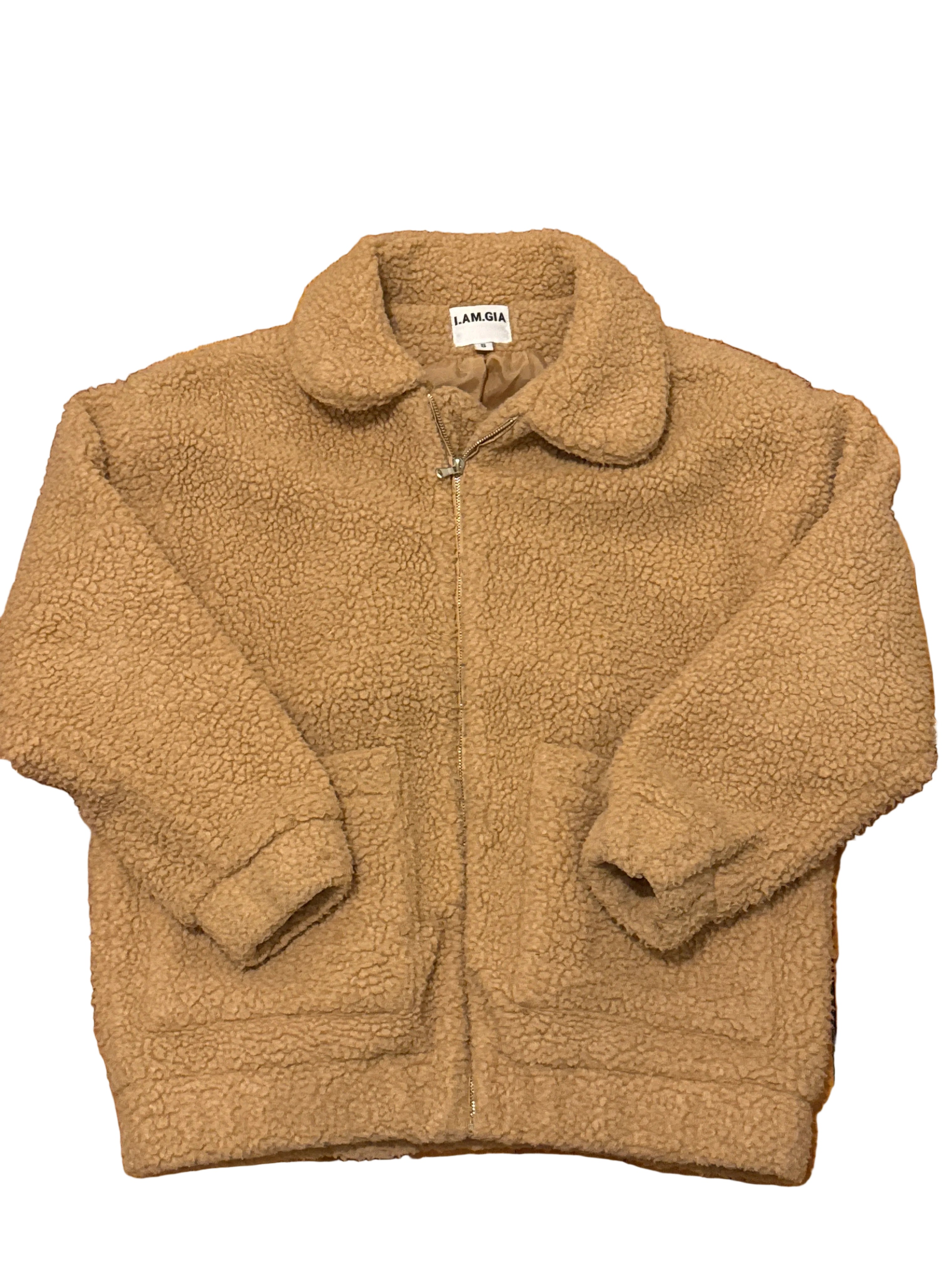 tan i am gia fuzzy jacket, s