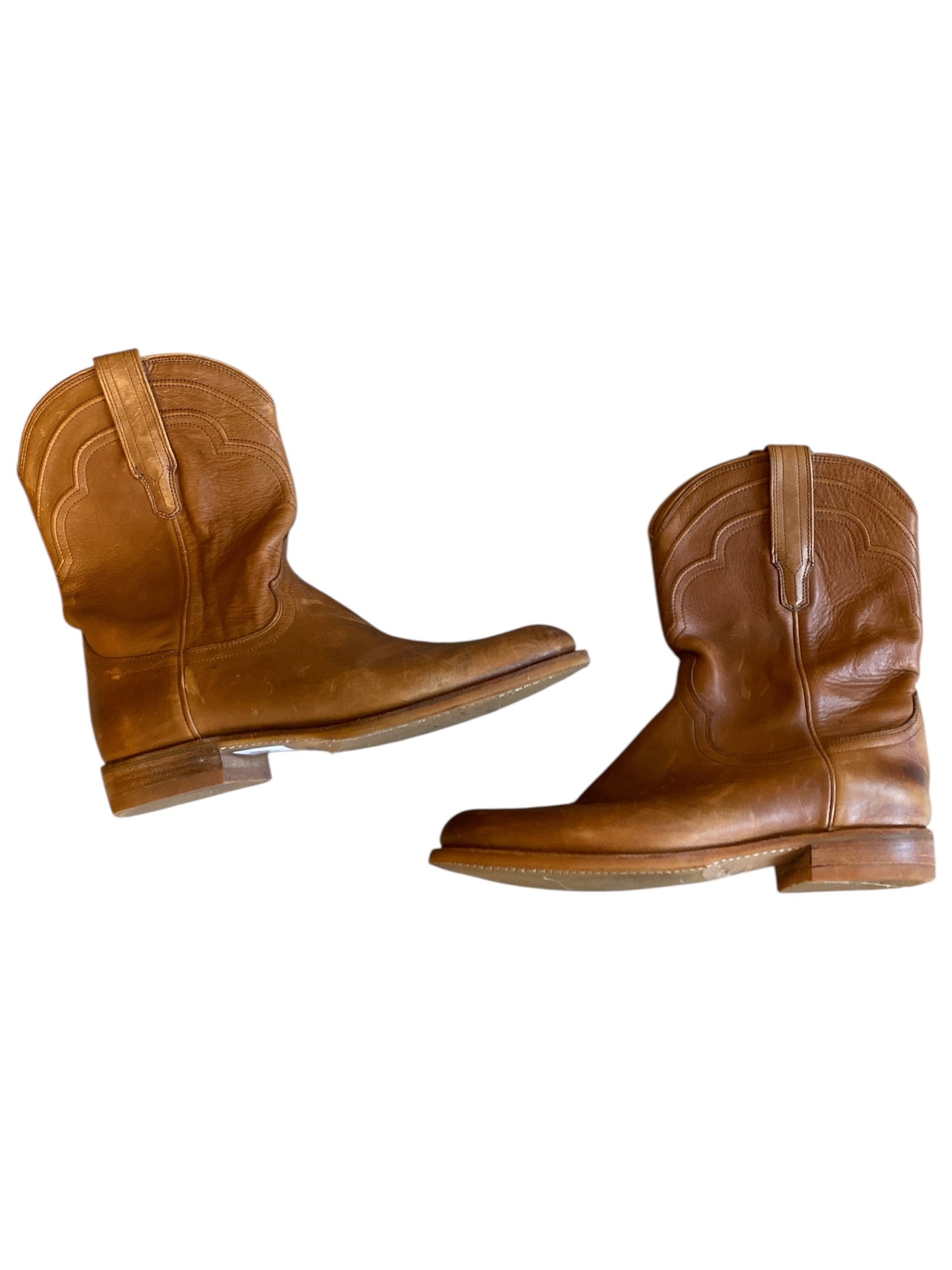 brown tecovas leather western boots, 10 womens