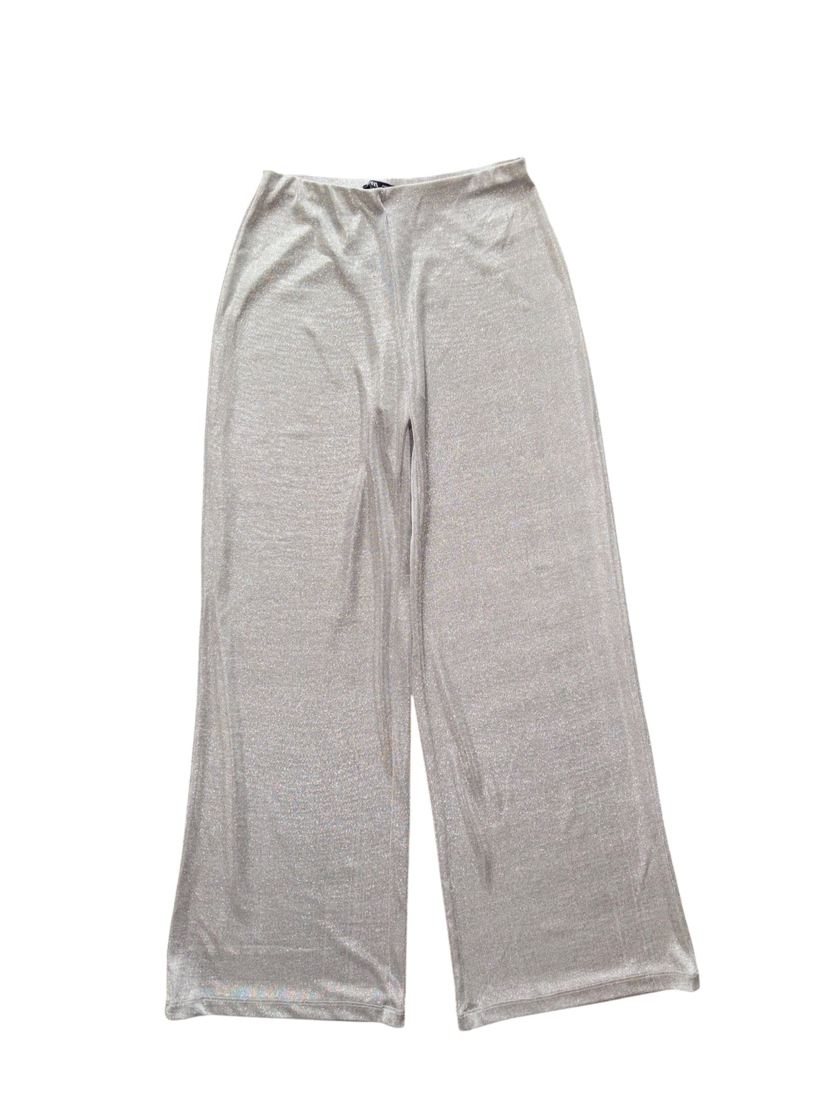 silver zara sparkle elastic pants, s