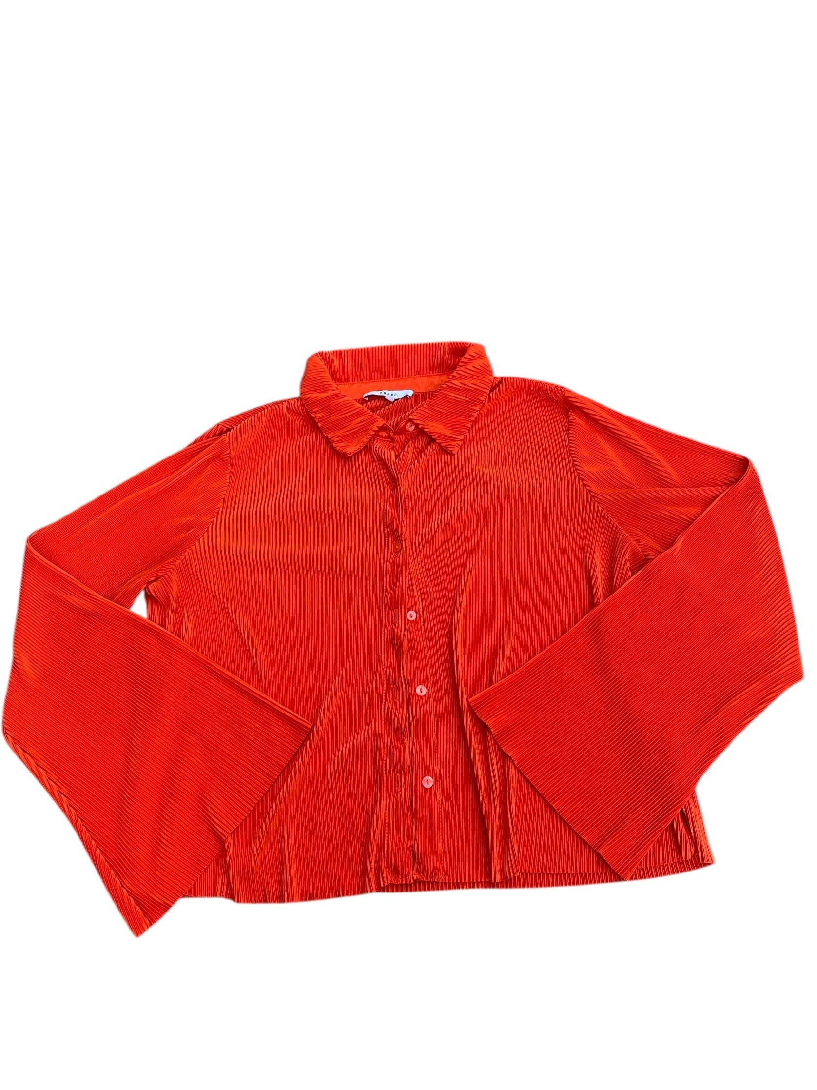 orange ro&de ribbed slinky ls top, L