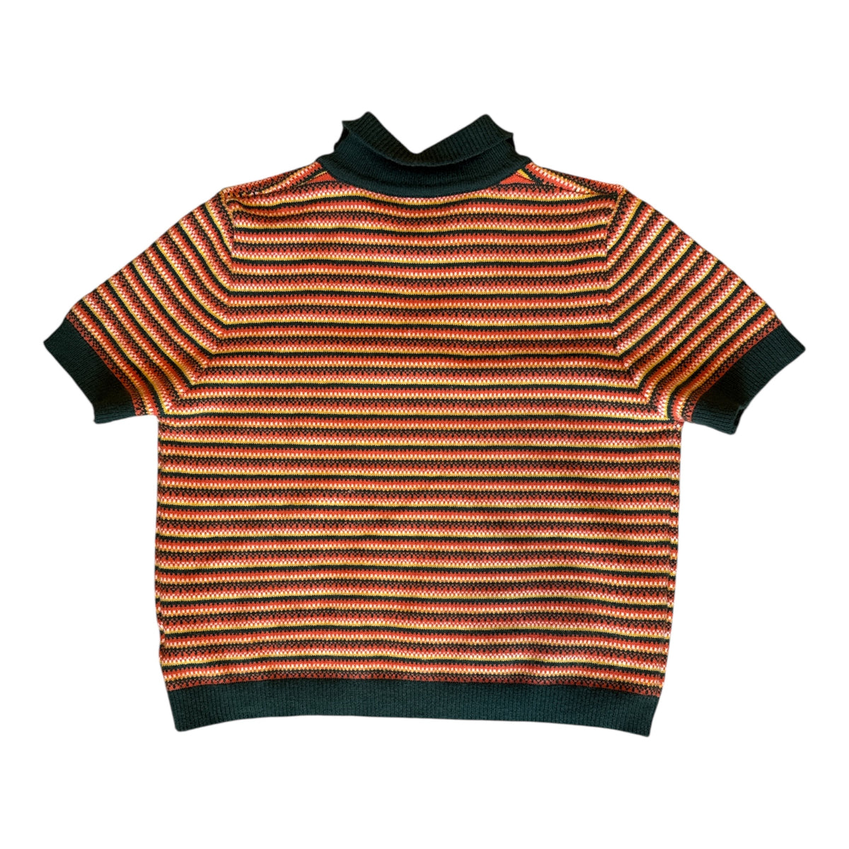 orange green cider kit pattern collar vneck ss top, 2x