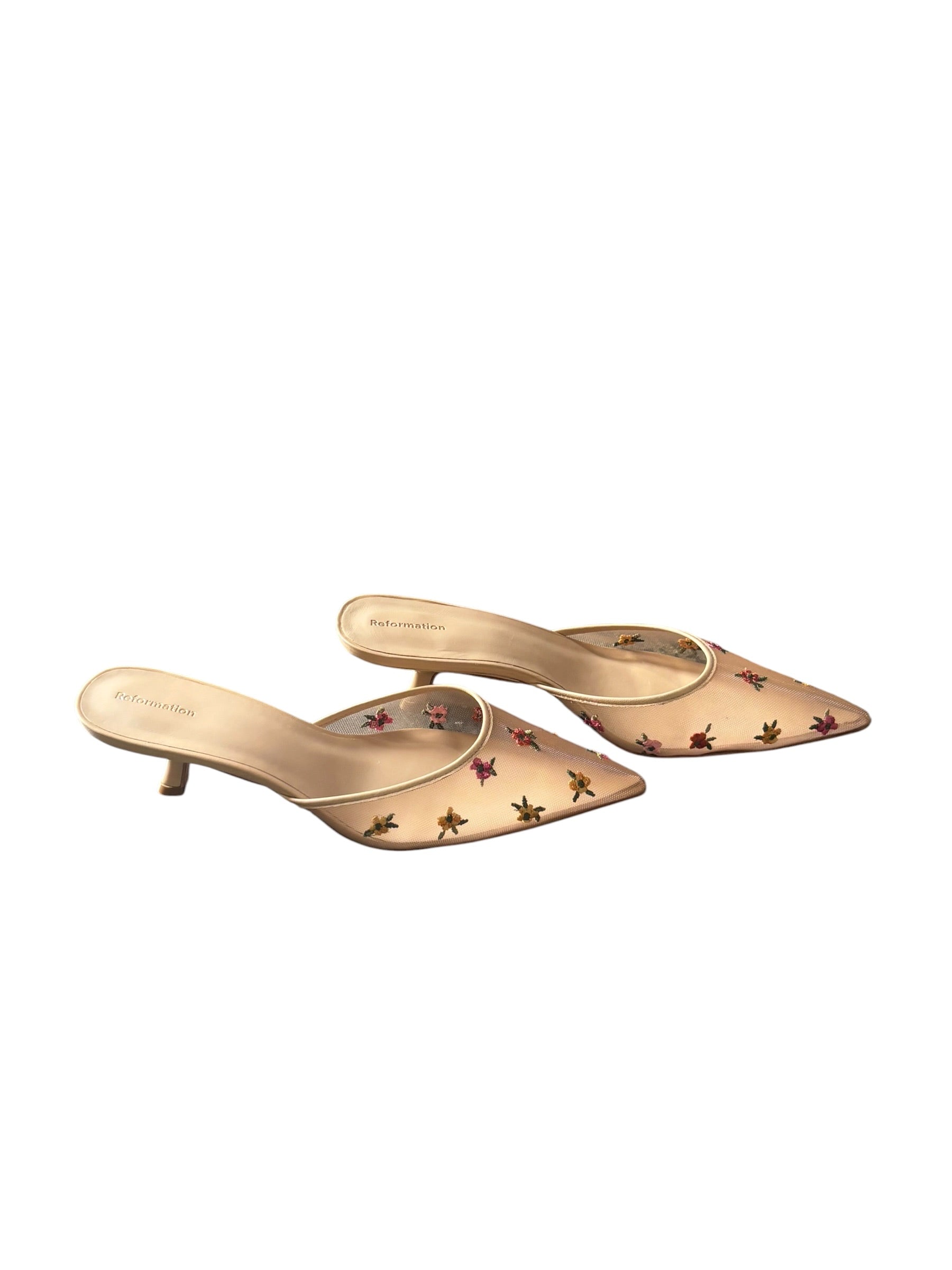 Nude Reformation Mesh Floral Kitten Heel, 9