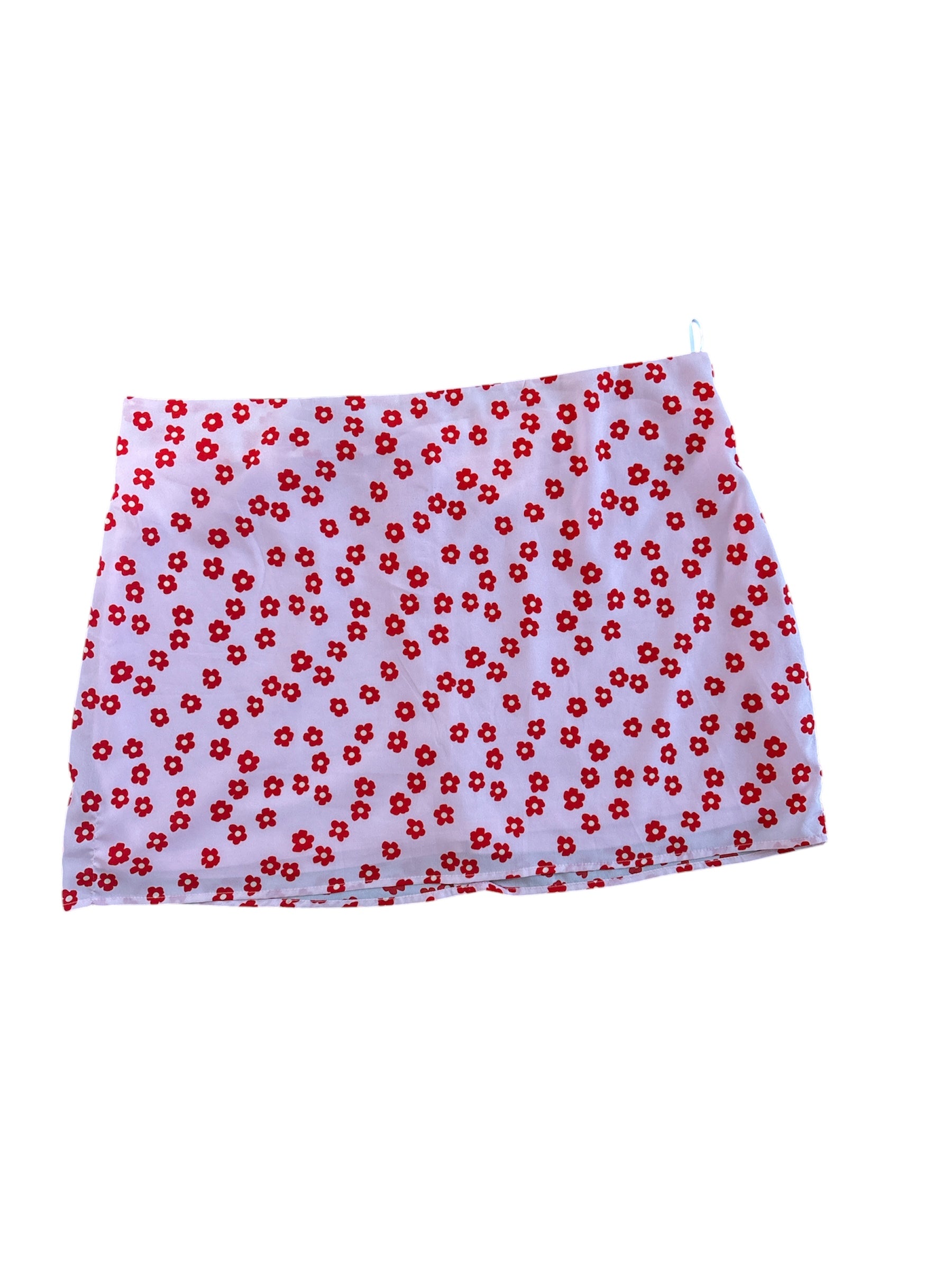 pink red shein floral mini skirt, 4x