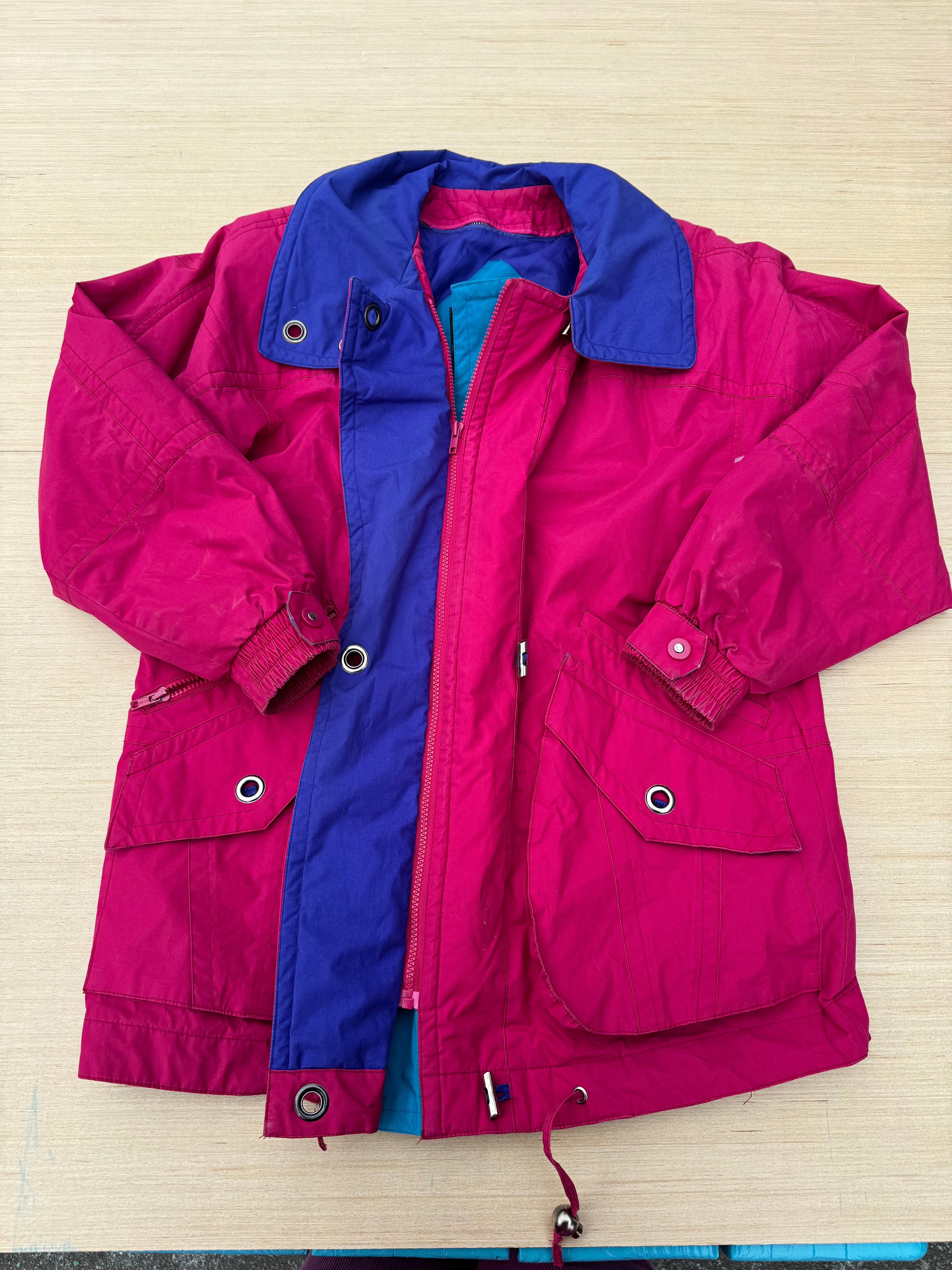 purple pink teal london fog mens jacket, xs