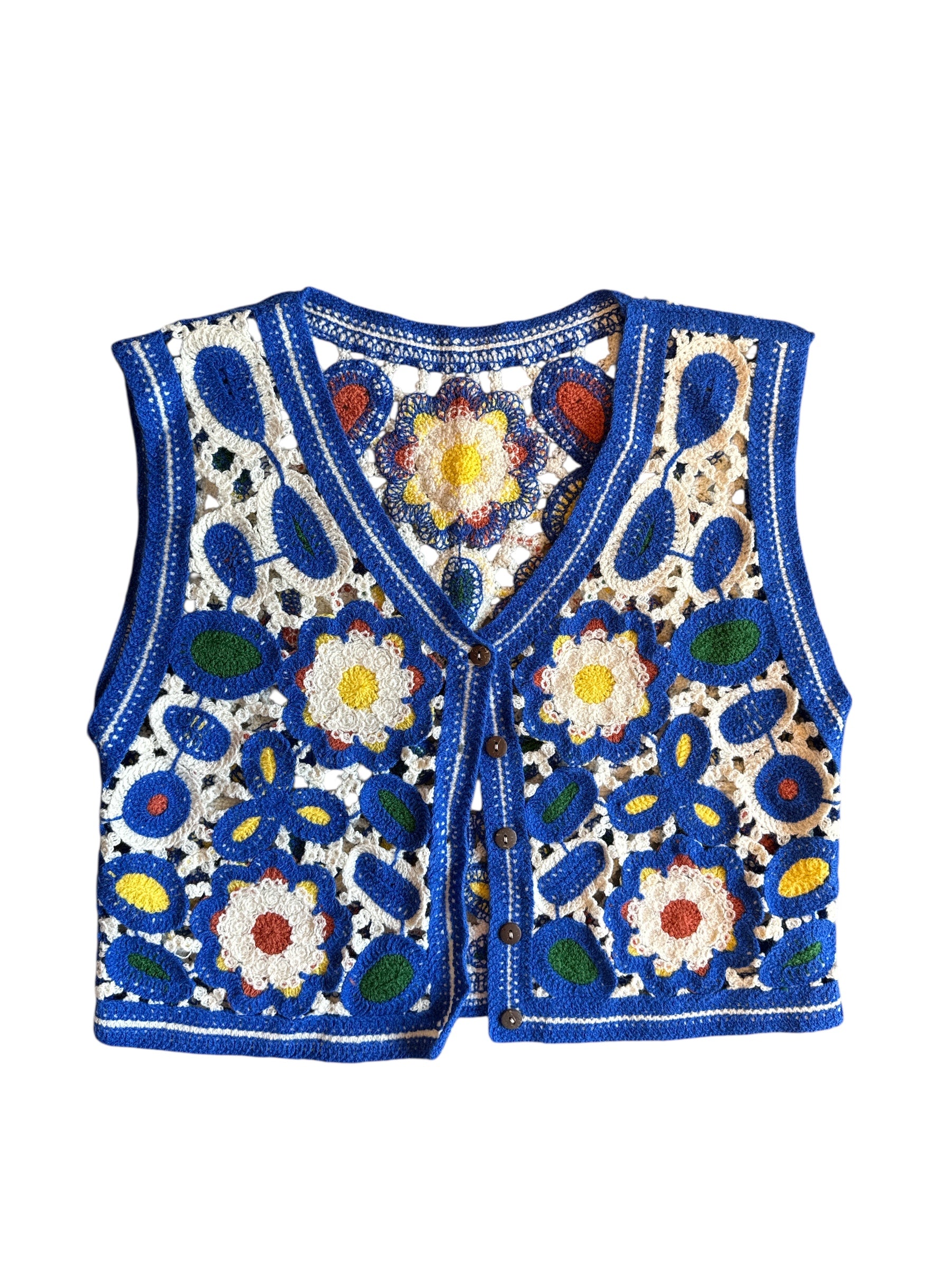 Blue  Knit floral Vest