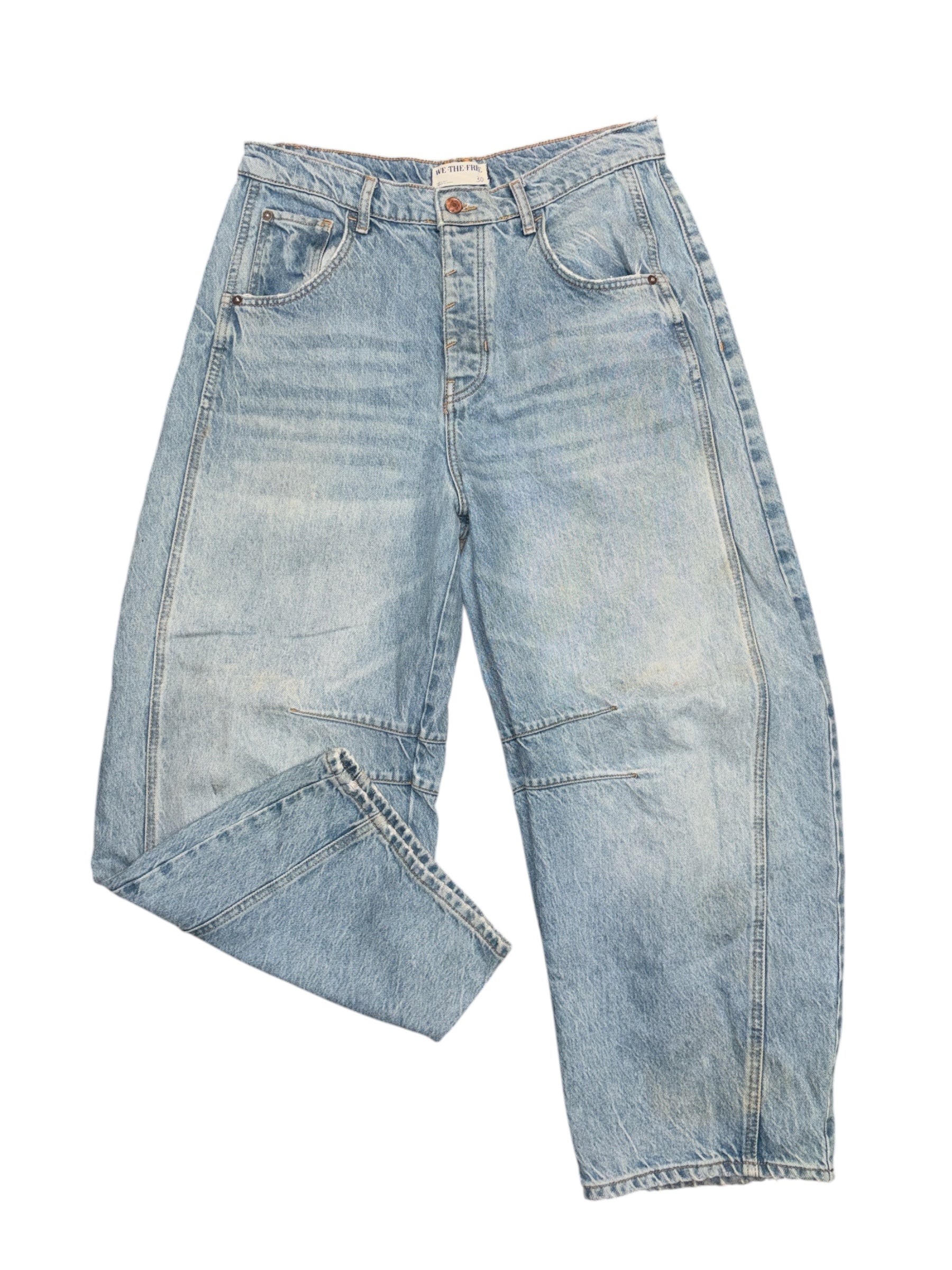 blue we the free barrel leg jeans, 30