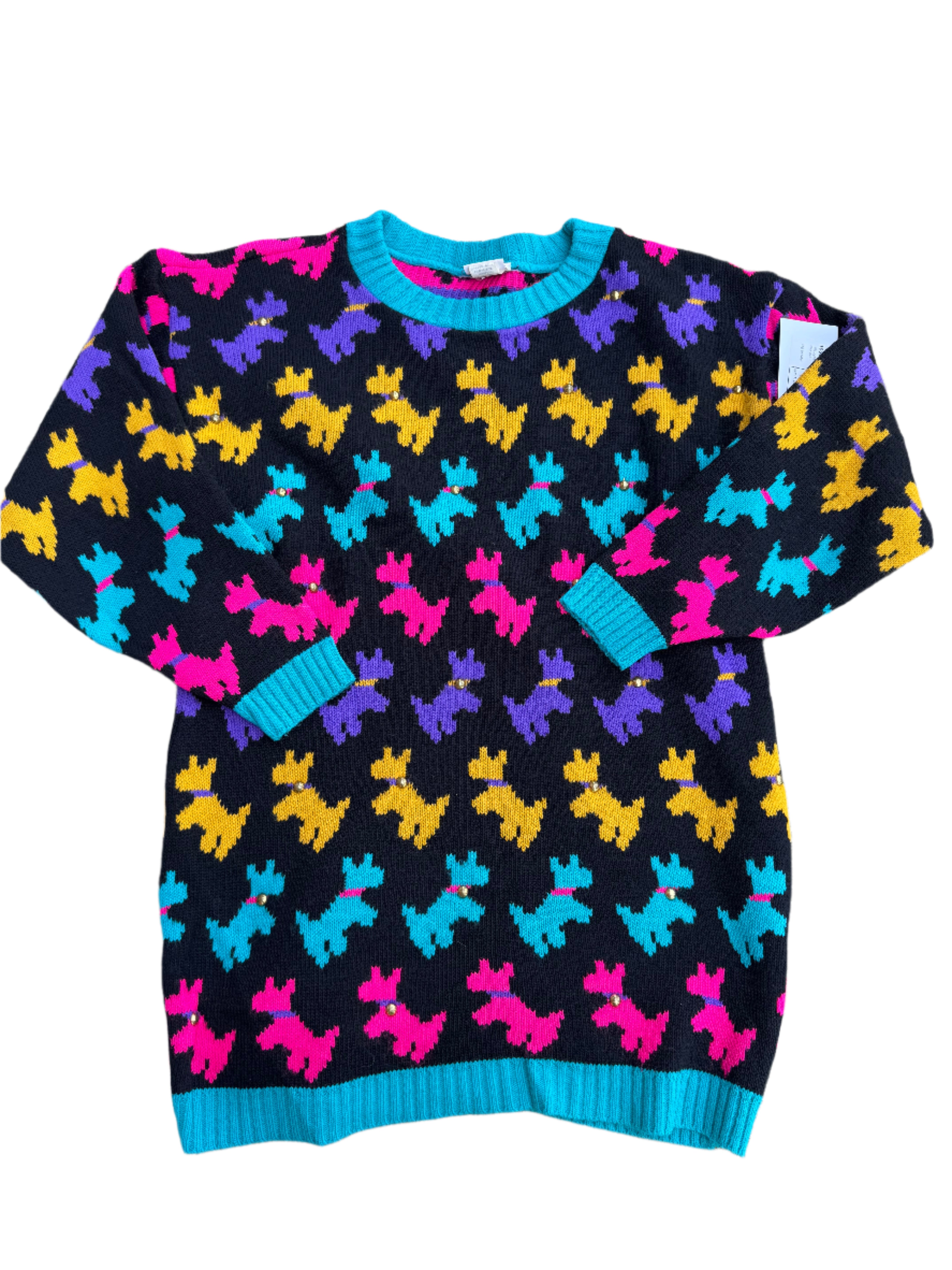 black blue purple incognito dog sweater, m