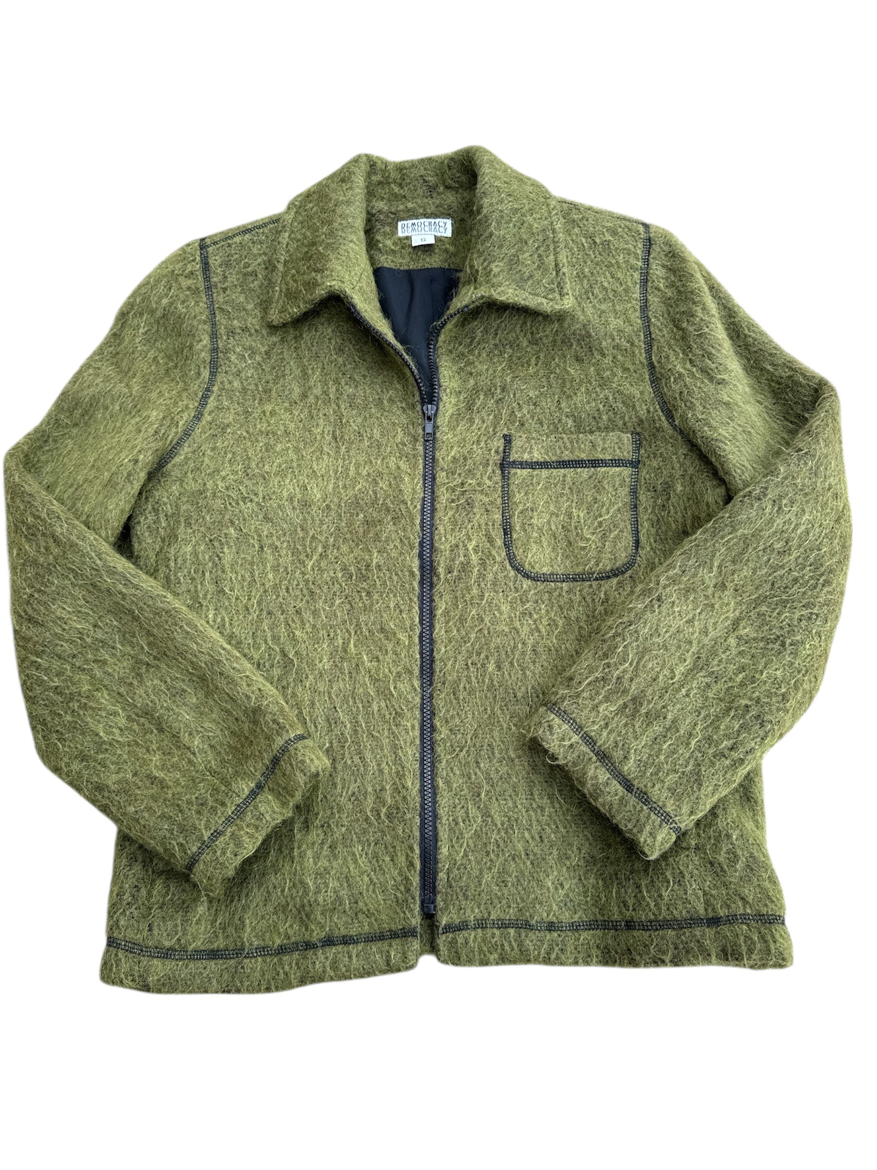 Green Democracy Fuzzy zip up jacket, S