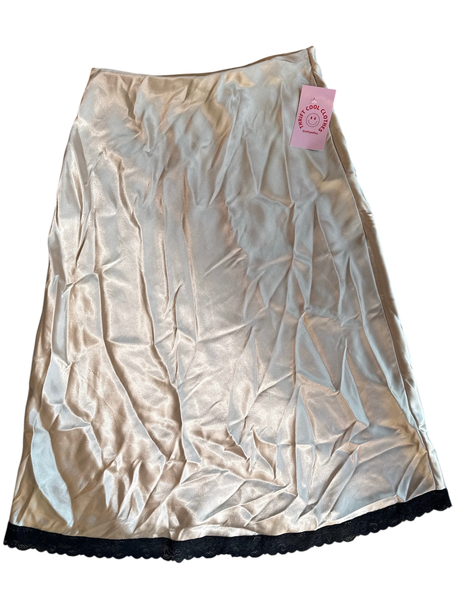 Beige black  Nicole miller   Lace trim satin midi , Xs