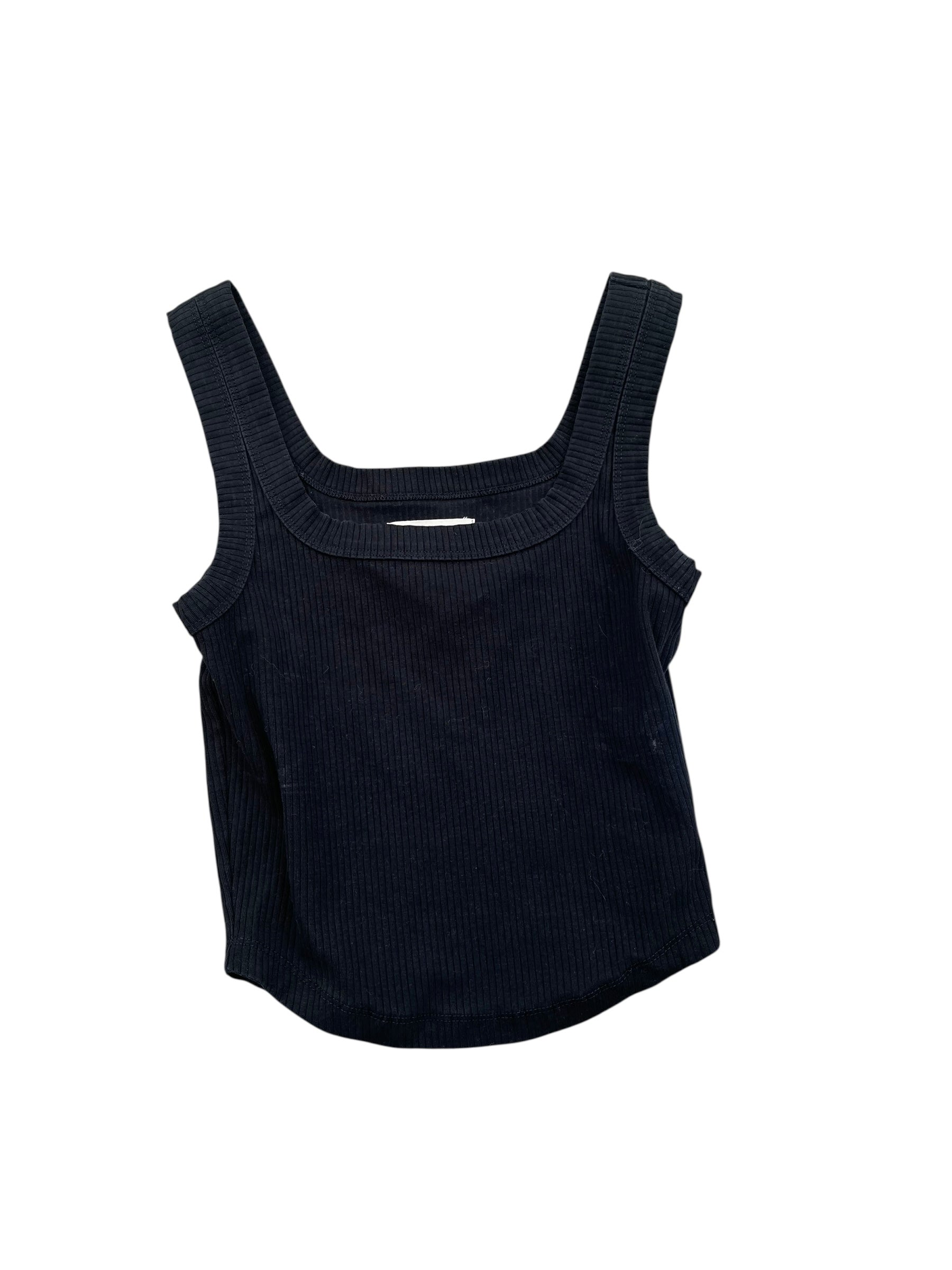 black madewell ribbed tank crop top, xxs