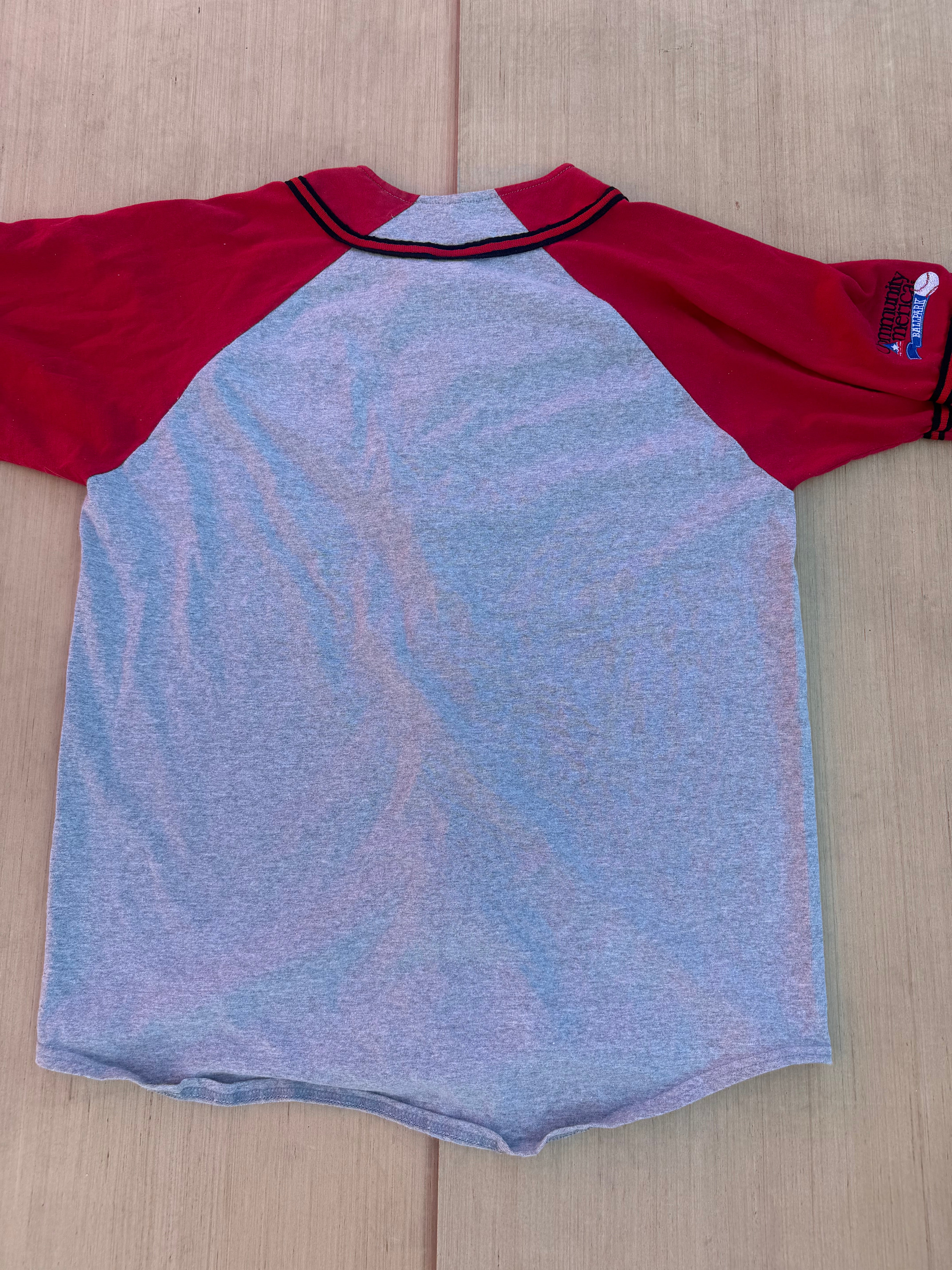 Grey red Badger T bones baseball jersey, L