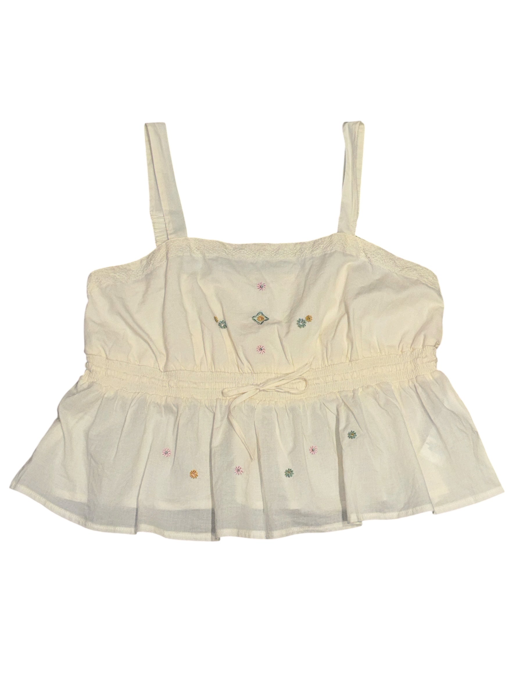 cream celebrity pink floral babydoll top, xl