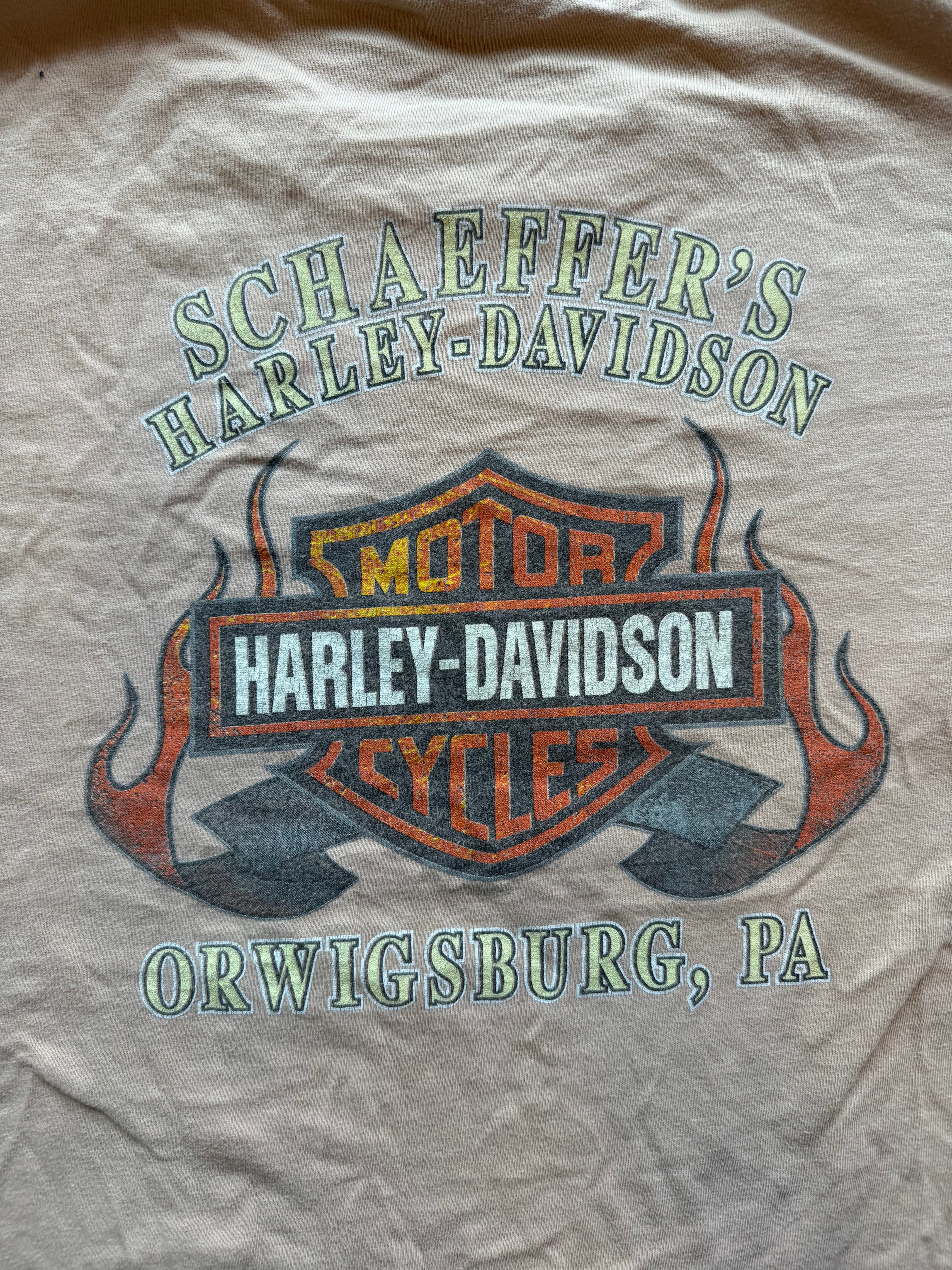 tan Harley davidson Schaefer’s Harley tee, 2xl